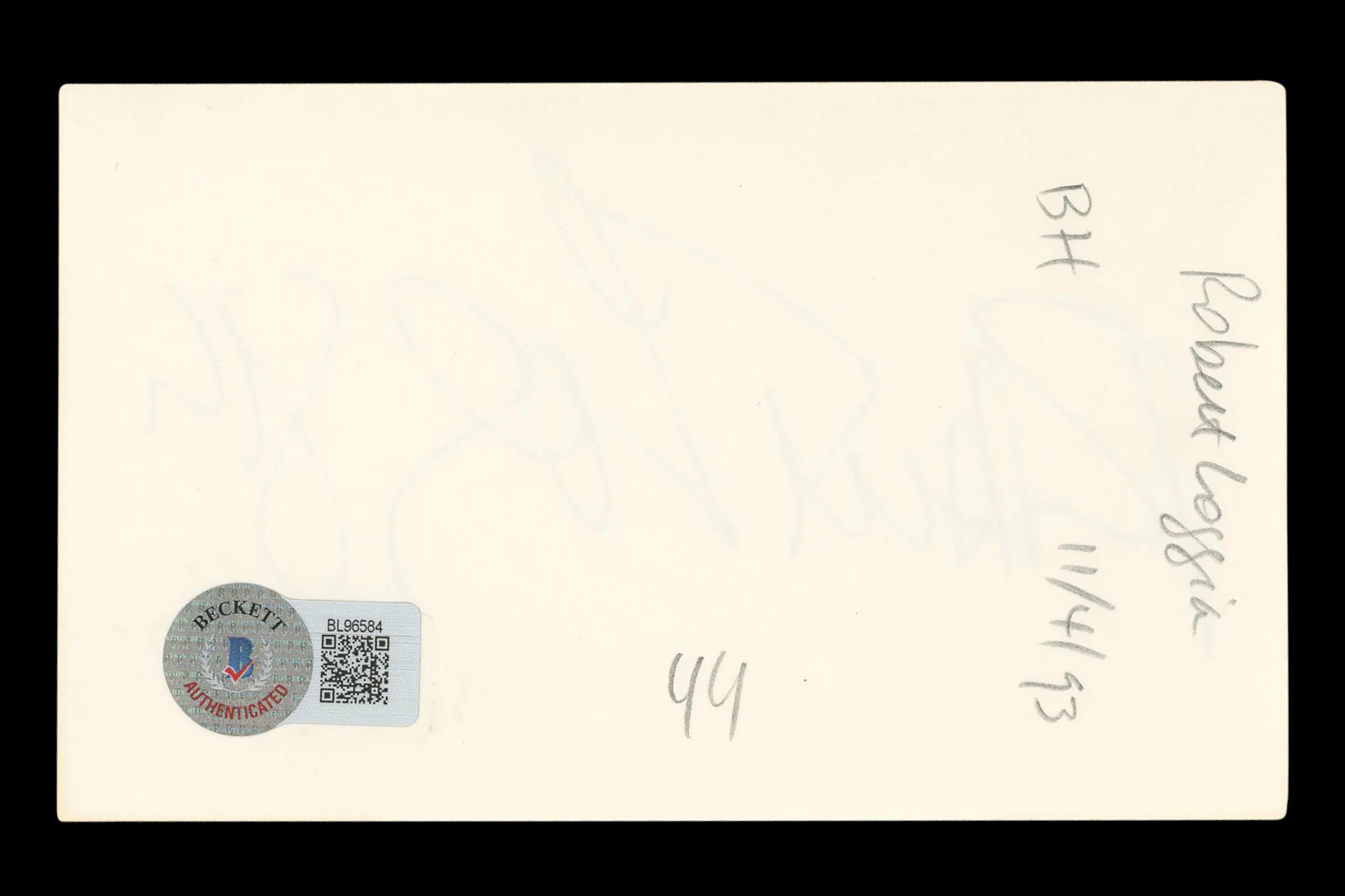 Robert Loggia Big Authentic Signed 3x5 Index Card Autographed BAS #BL96584 - Image 3