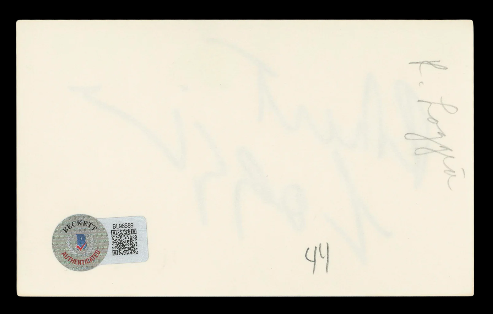 Robert Loggia Big Authentic Signed 3x5 Index Card Autographed BAS #BL96589 - Image 3