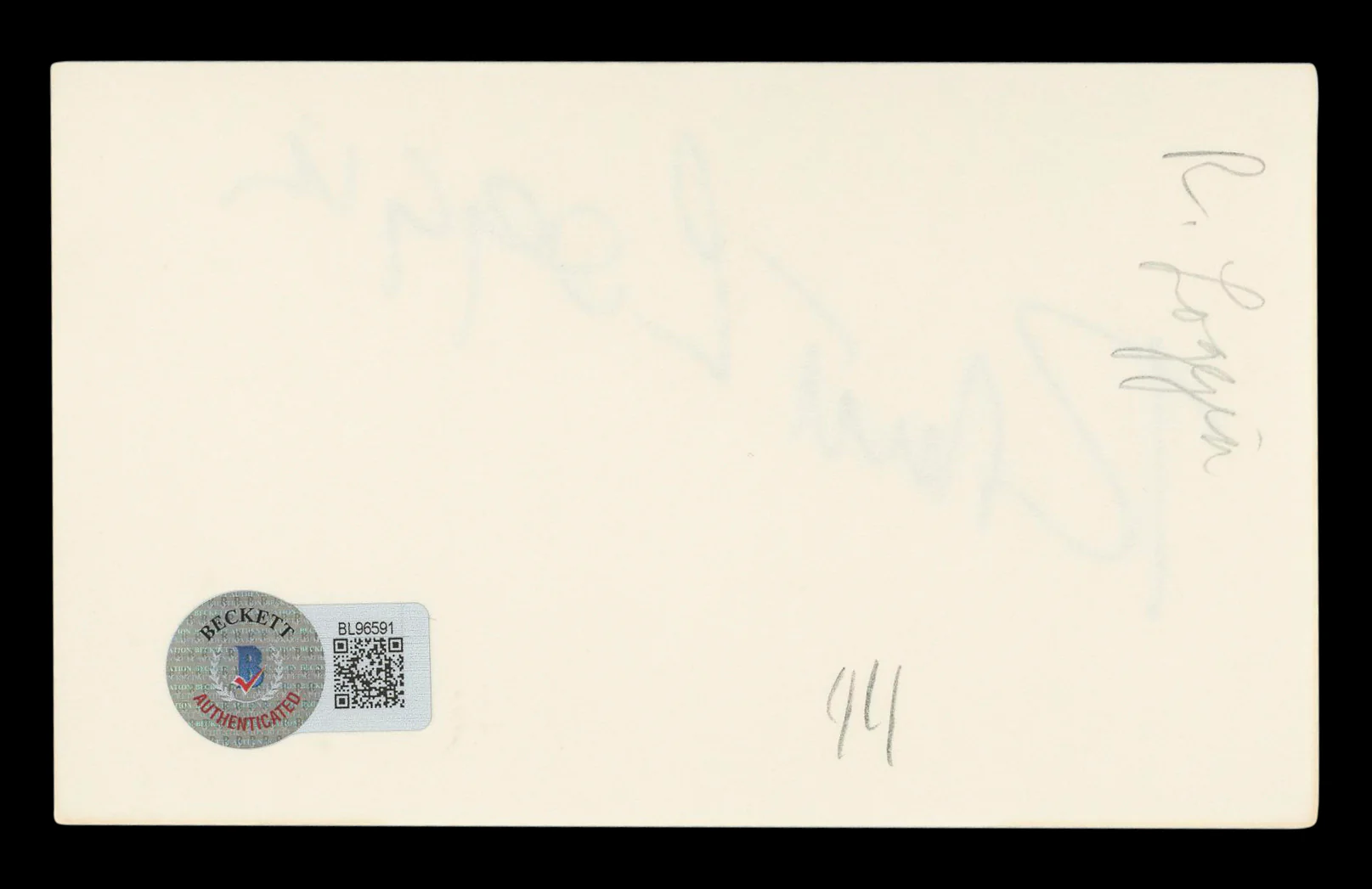 Robert Loggia Big Authentic Signed 3x5 Index Card Autographed BAS #BL96591 - Image 3