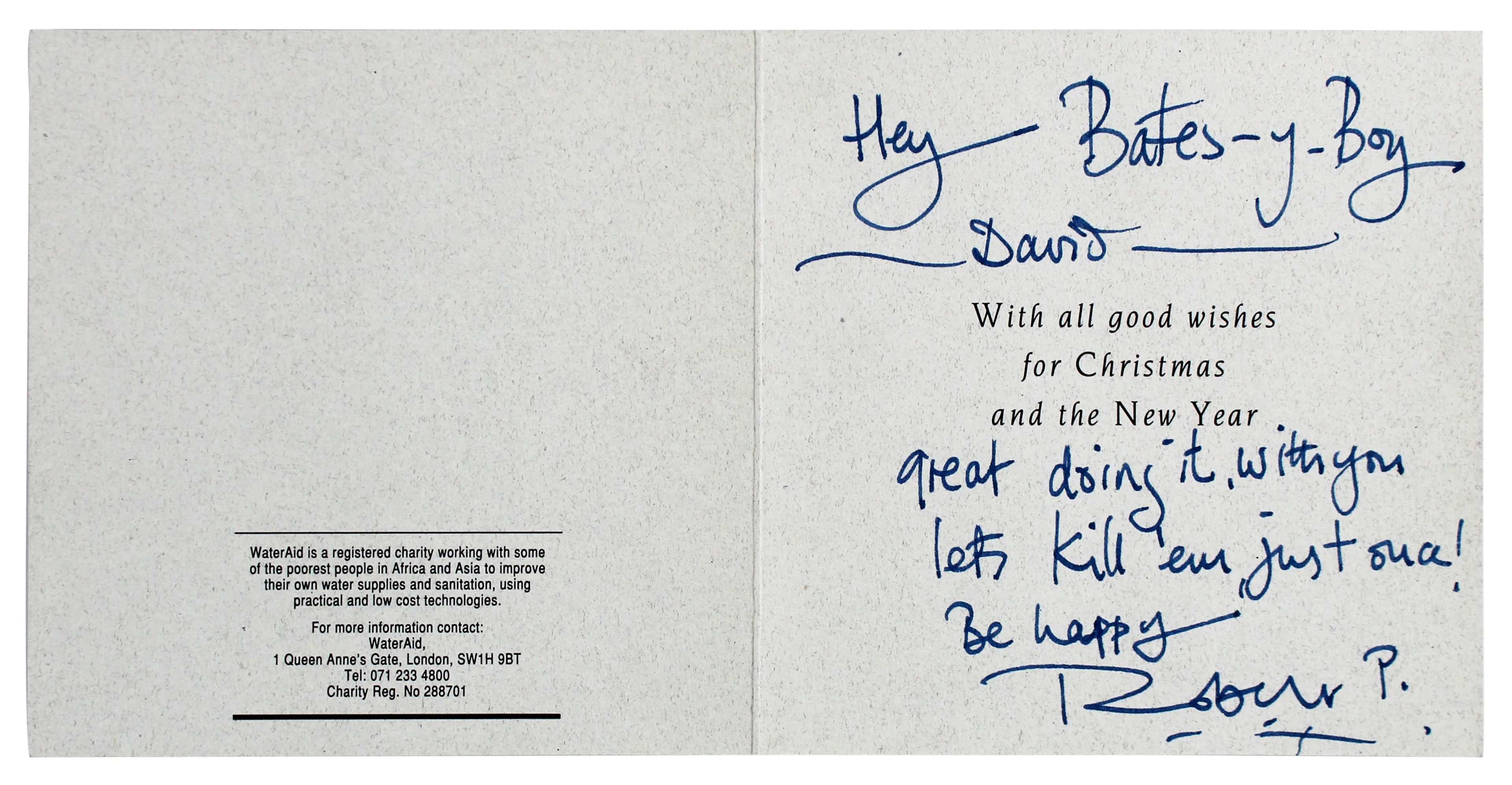 Robert Plant Led Zeppelin Signed 4x8.15 Christmas Greeting Card BAS #AB14600 - Image 2