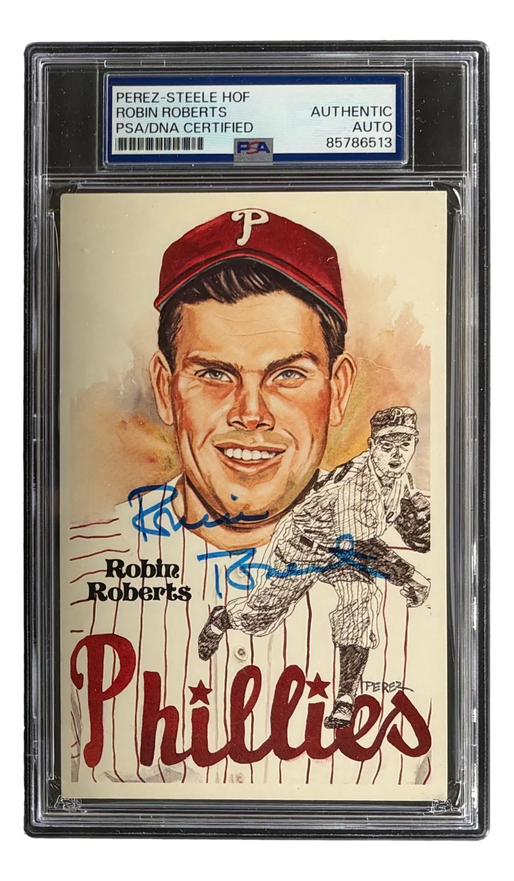 Robin Roberts Philadelphia Phillies Signed 4x6 Perez-Steele Postcard PSA/DNA