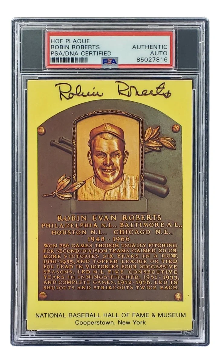 Robin Roberts Signed 4x6 Philadelhia Phillies HOF Plaque Card PSA/DNA 85027816 - Image 4