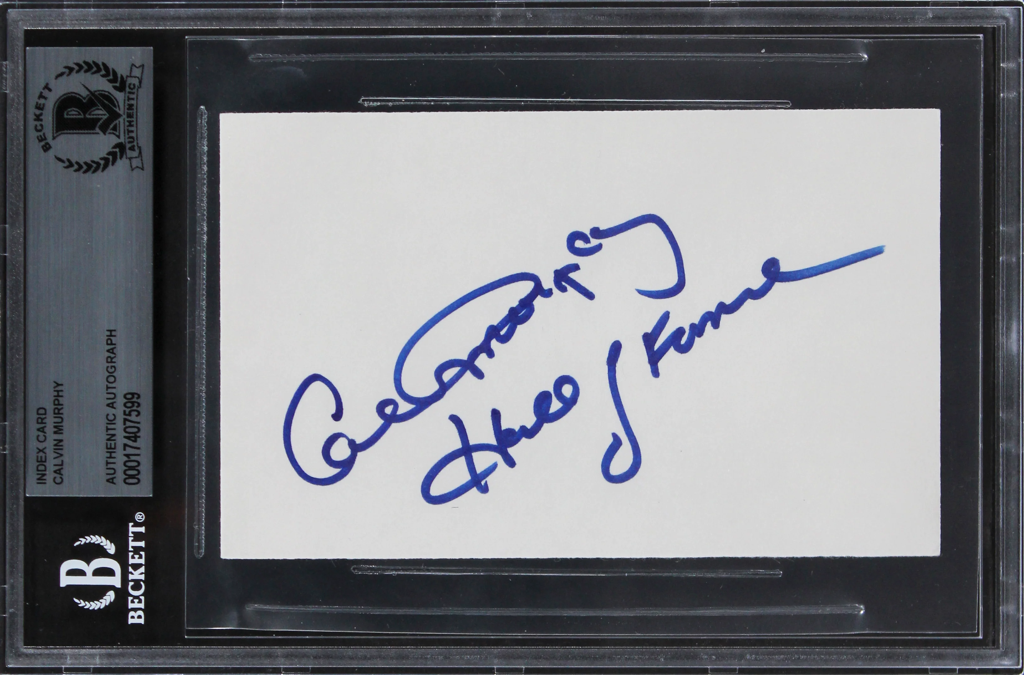 Rockets Calvin Murphy "Hall of Fame" Authentic Signed 3x5 Index Card BAS Slab 2 - Image 2