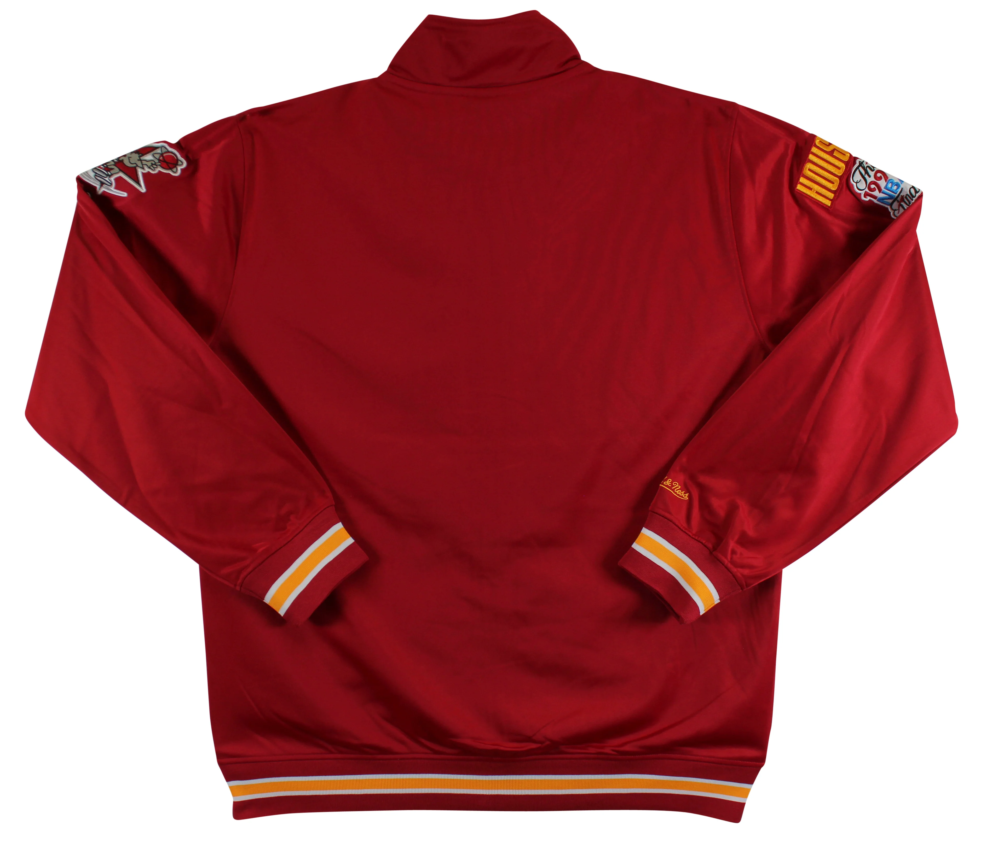 Rockets Hakeem Olajuwon & Clyde Drexler Signed Red M&N Warmup Jacket BAS Witness - Image 7