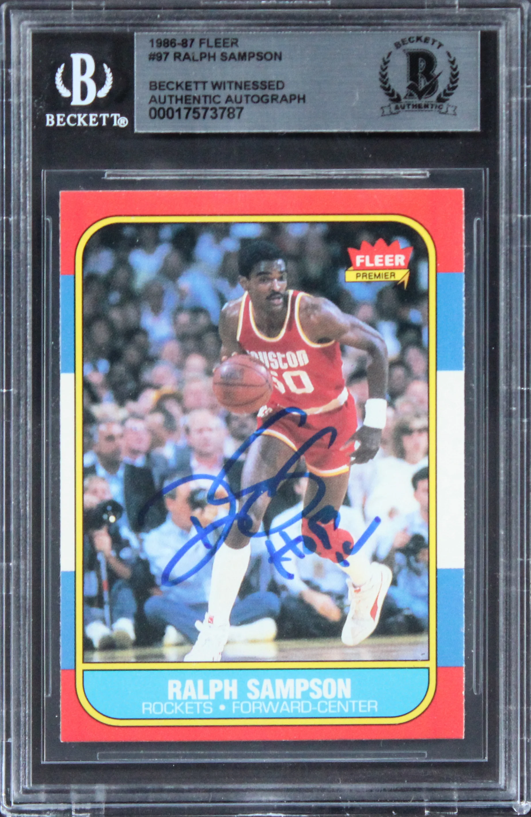 Rockets Ralph Sampson Authentic Signed 1986 Fleer #97 Card BAS Slabbed - Image 2