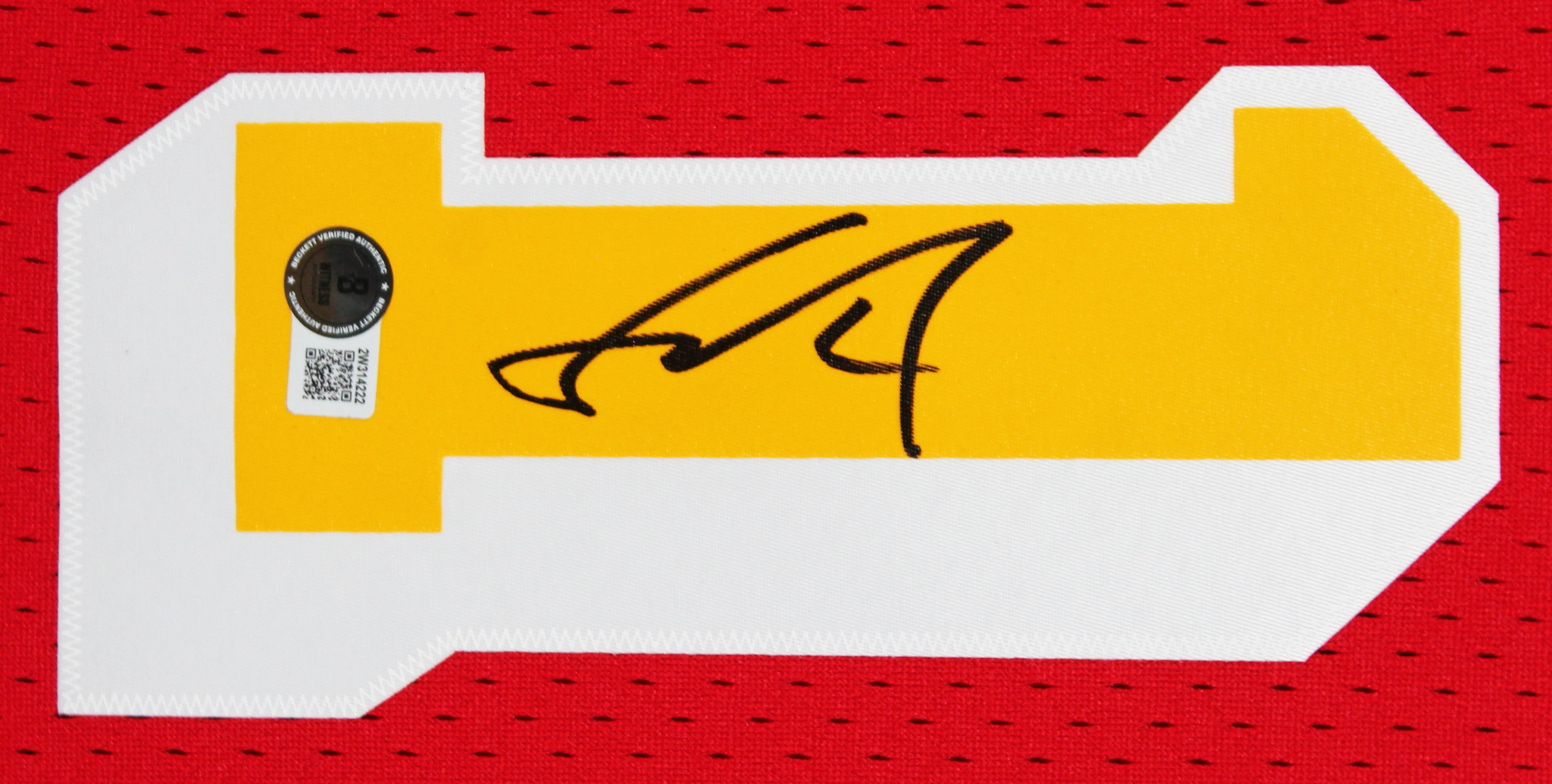 Rockets Yao Ming Signed Red M&N 2004-05 HWC Swingman Framed Jersey BAS Witnessed - Image 3