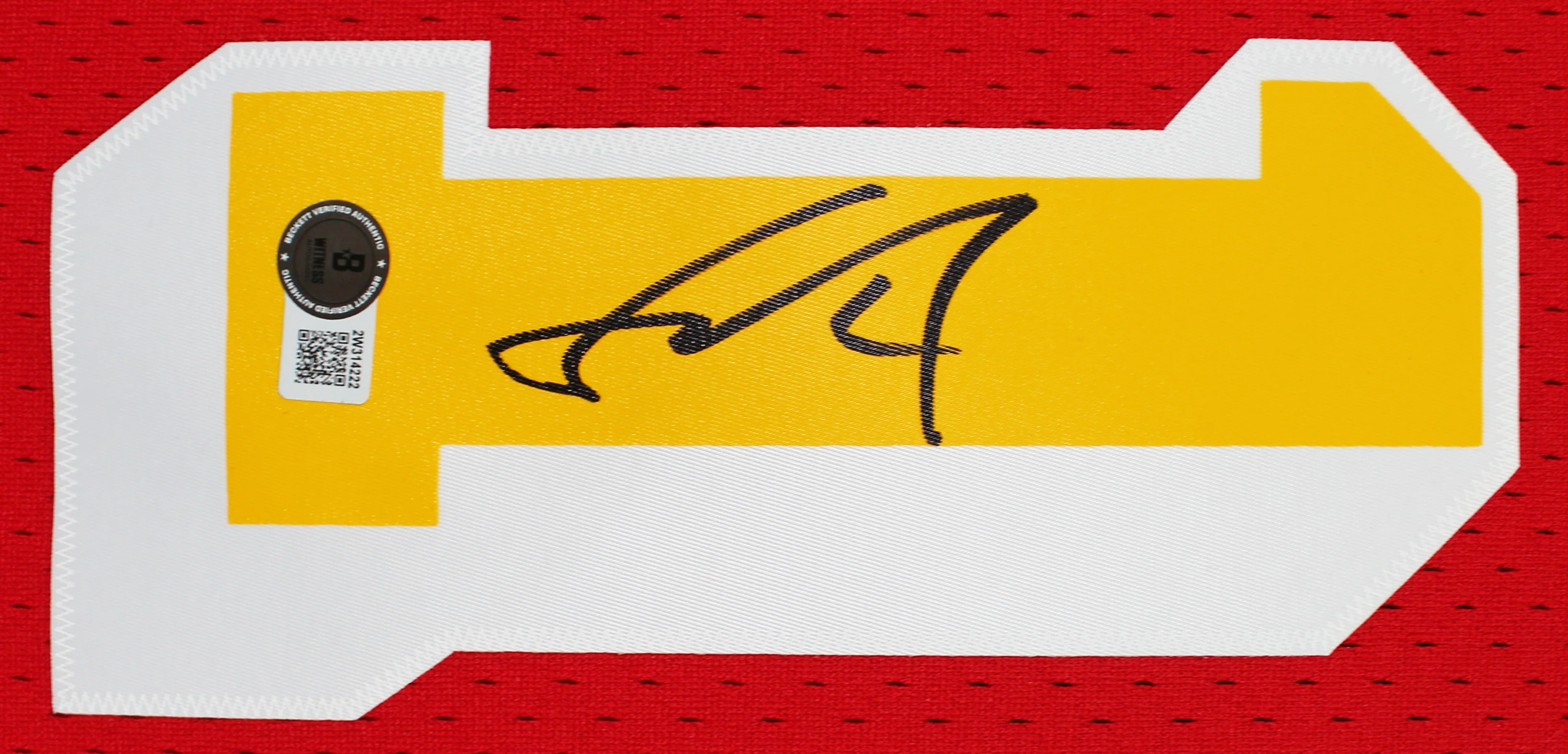 Rockets Yao Ming Signed Red M&N 2004-05 HWC Swingman Jersey BAS Witnessed - Image 3