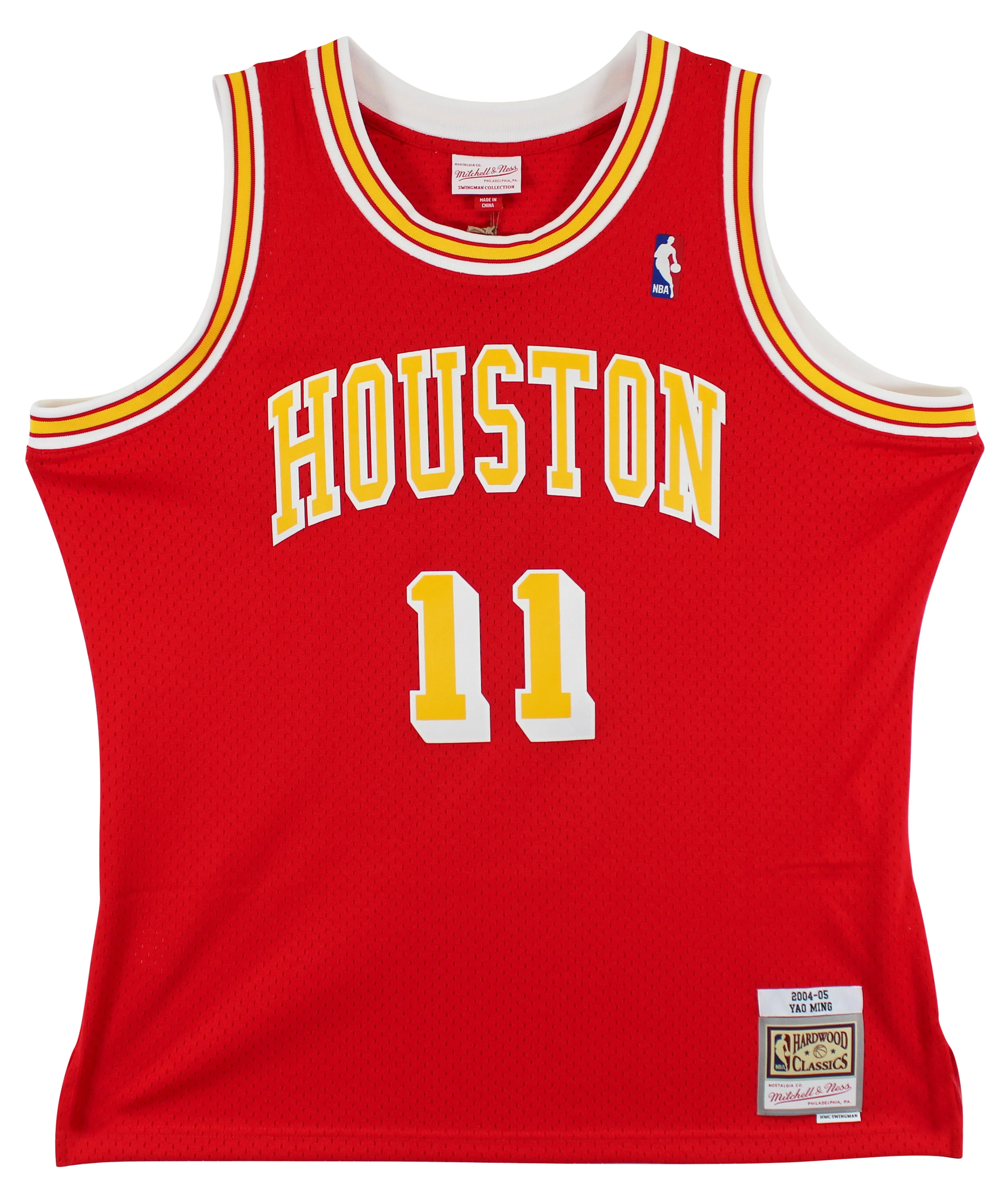 Rockets Yao Ming Signed Red M&N 2004-05 HWC Swingman Jersey BAS Witnessed - Image 4