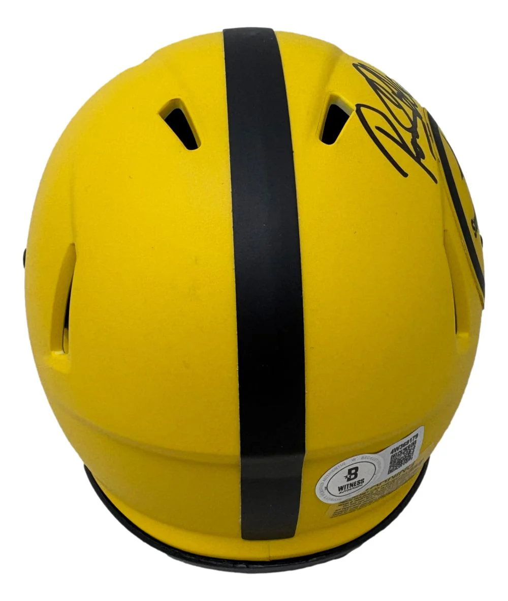 Rocky Bleier Signed Pittsburgh Steelers Rave Mini Speed Helmet 4x SB Champs BAS - Image 2