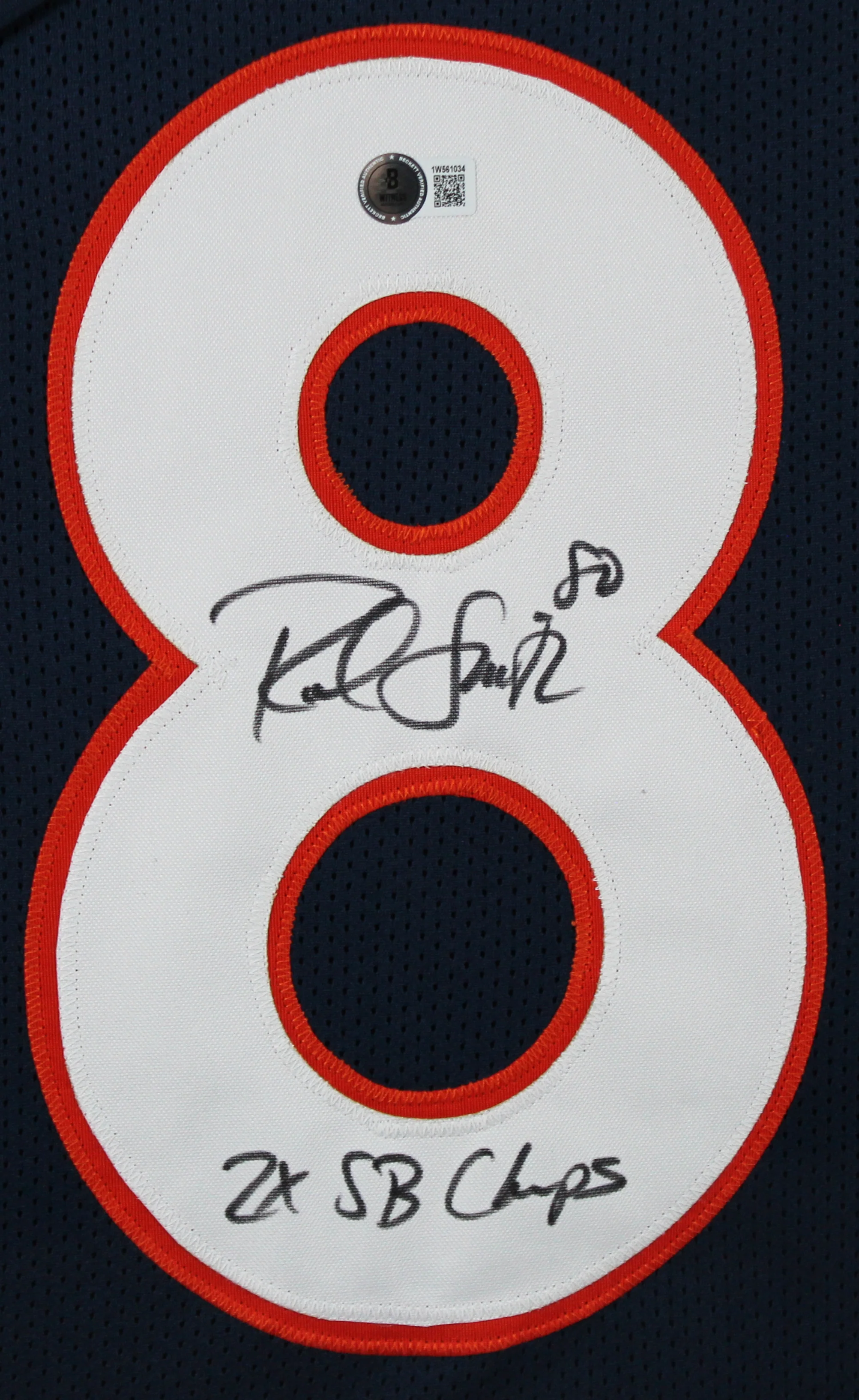Rod Smith "2x SB Champs" Signed Navy Pro Style Framed Jersey BAS Witnessed - Image 3