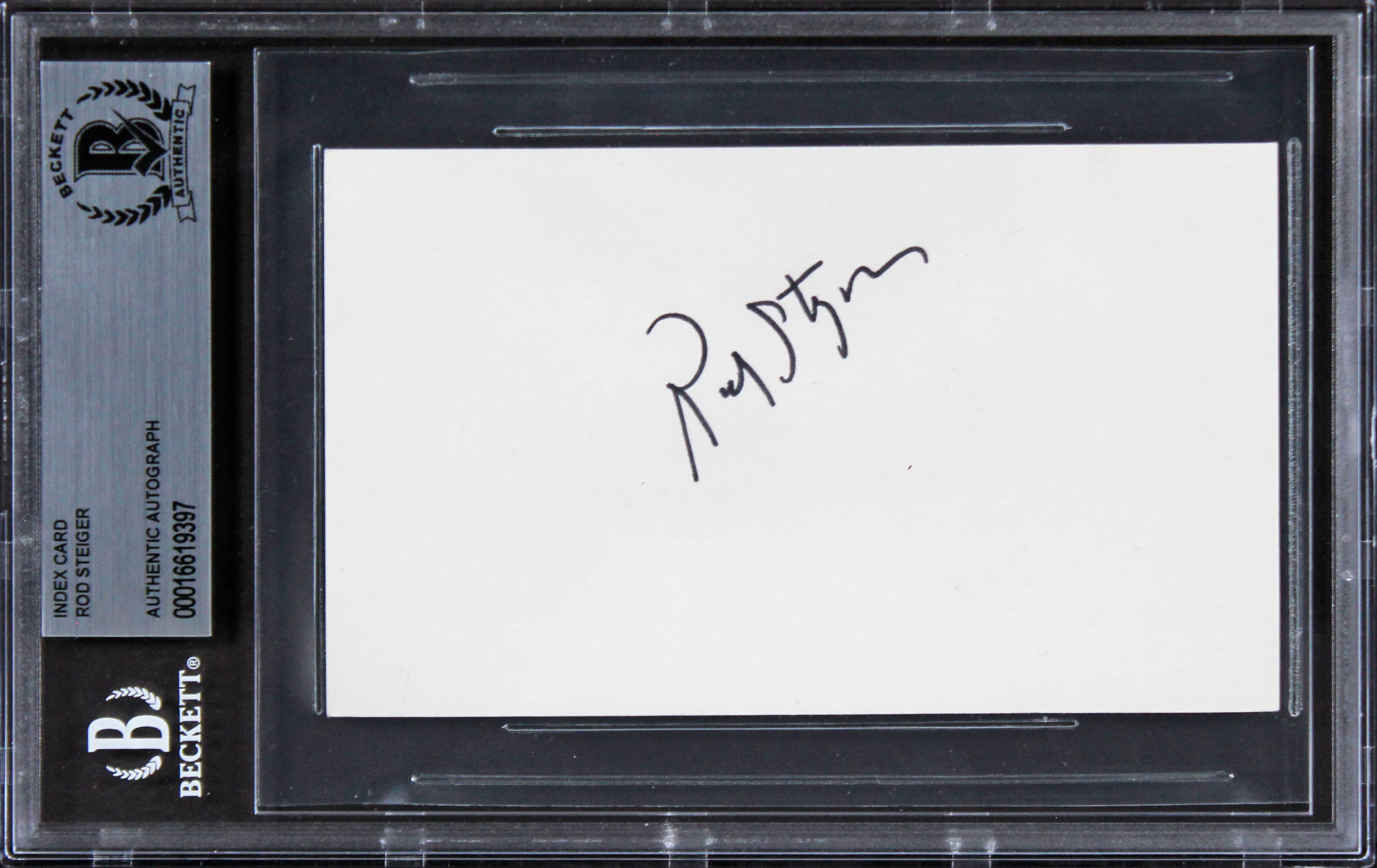 Rod Steiger In The Heat of the Night Signed 3x5 Index Card BAS Slabbed - Image 2
