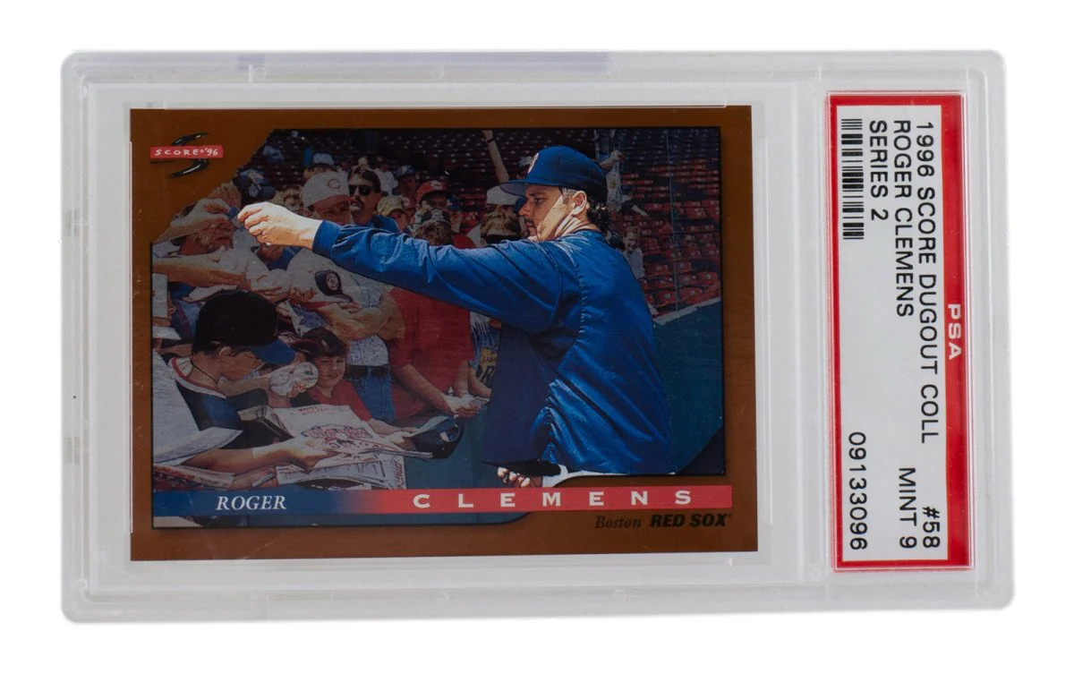 Roger Clemens 1996 Score Dugout #58 Boston Red Sox Baseball Card PSA Mint 9 - Image 2