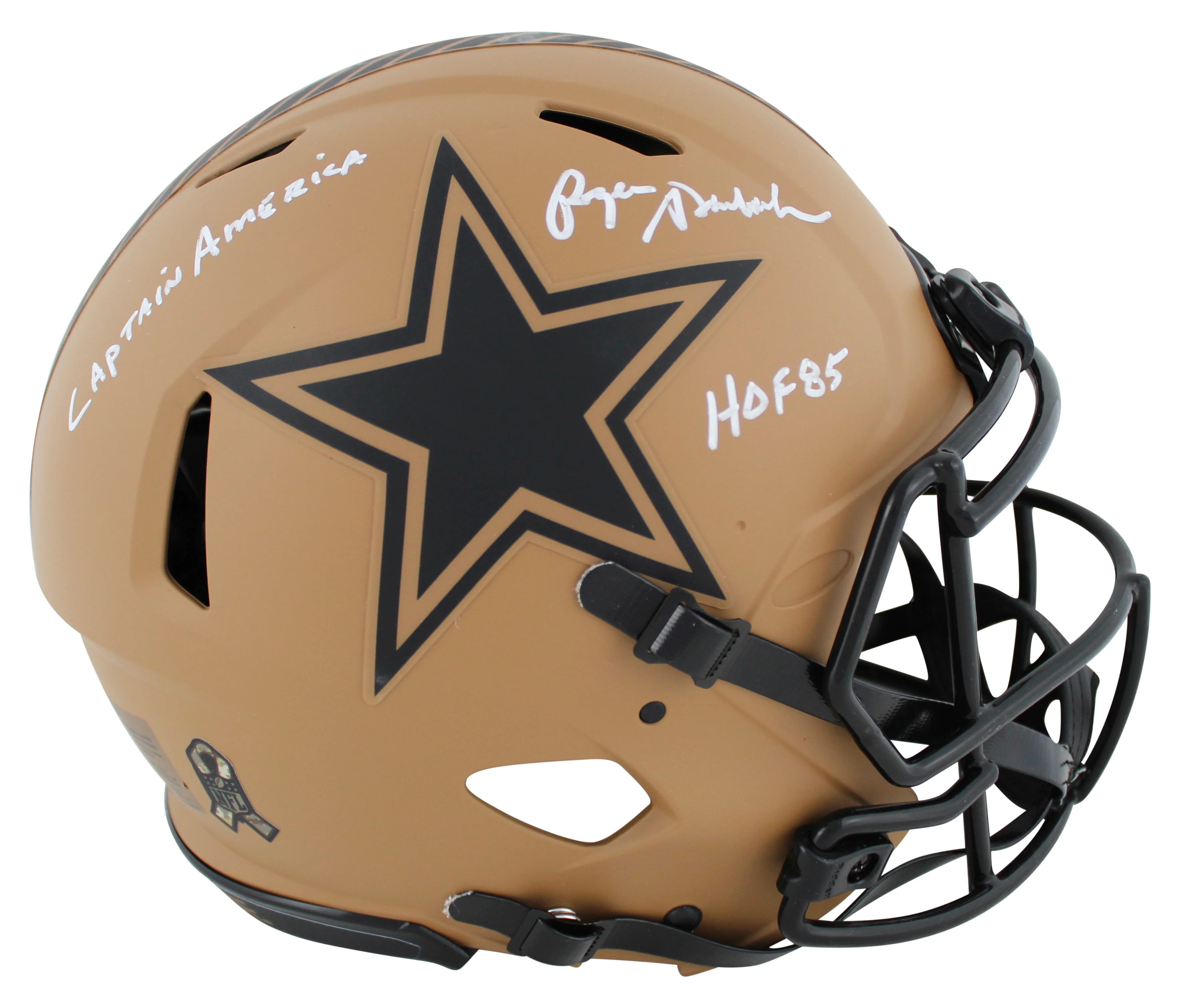 Roger Staubach "2x Insc" Signed STS II F/S Speed Proline Helmet w/ Case BAS Wit - Image 3