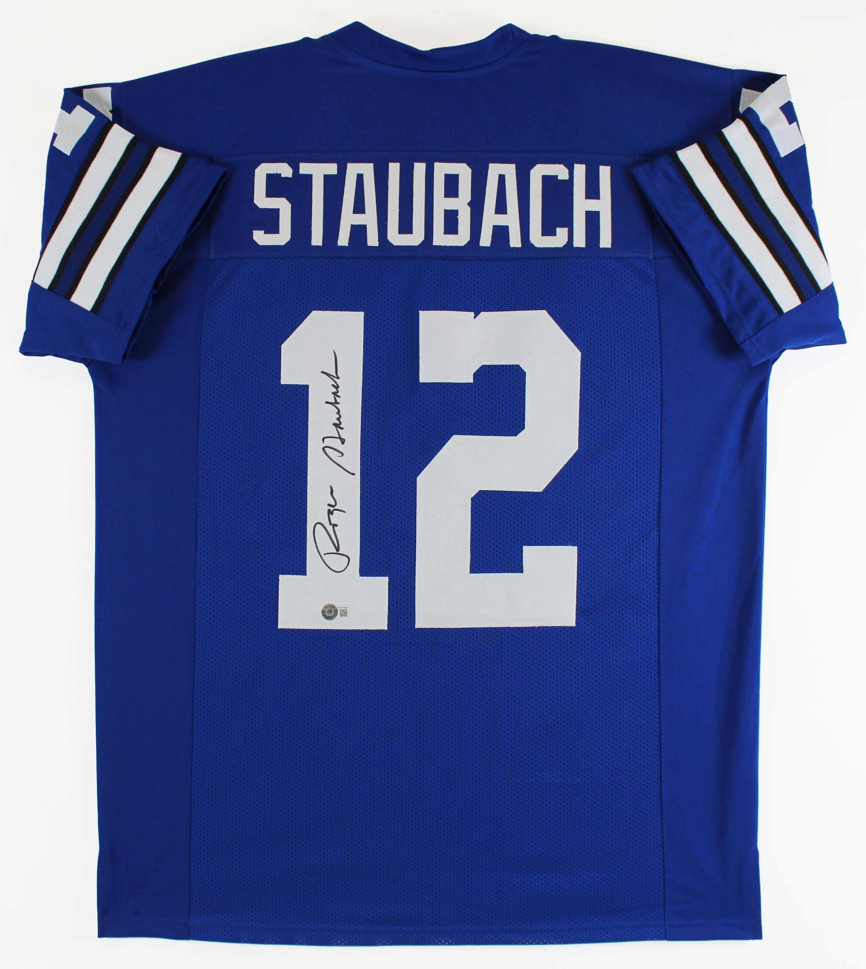 Roger Staubach Authentic Signed Blue Throwback Pro Style Jersey BAS Witnessed