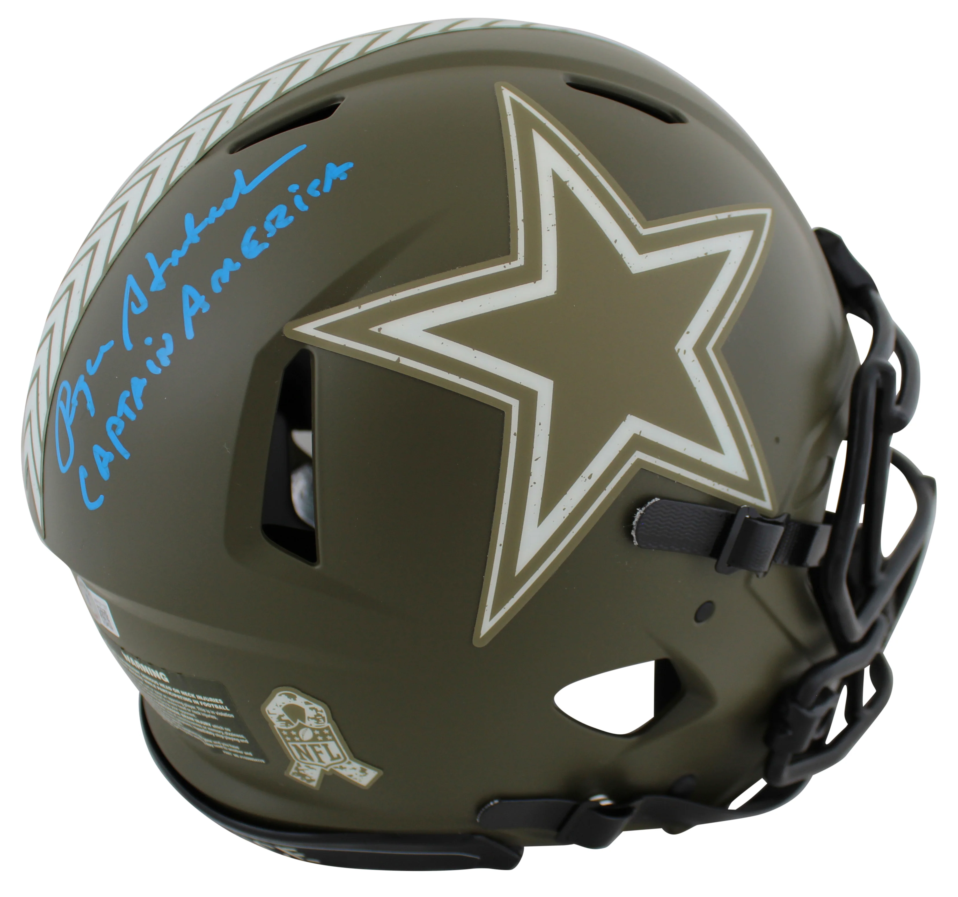 Roger Staubach "CA" Signed Salute To Service F/S Speed Proline Helmet BAS Wit - Image 2