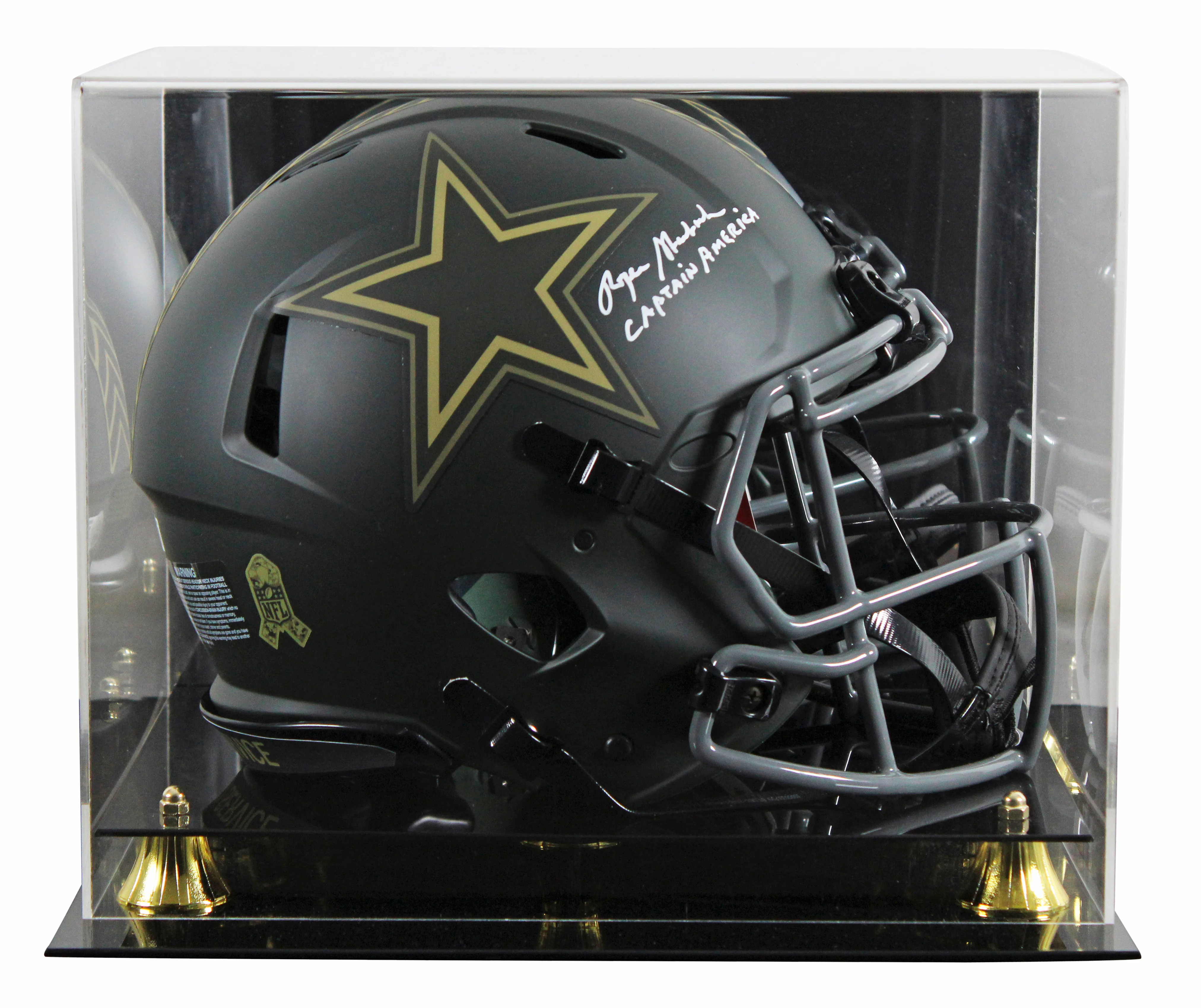 Roger Staubach "Capt America" Signed STS IV F/S Speed Proline Helmet W/ Case BAS
