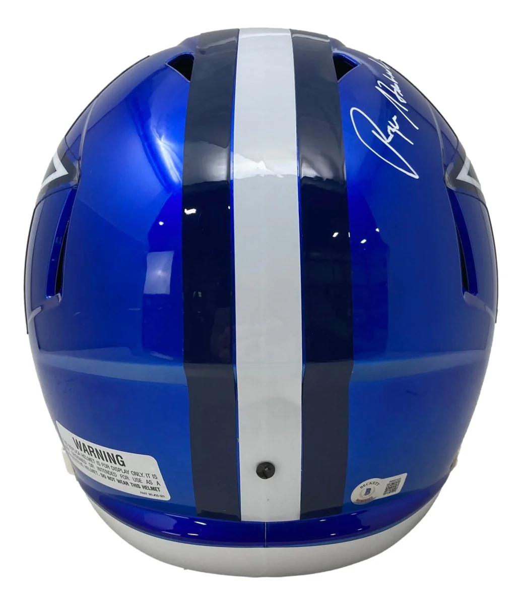 Roger Staubach Signed Dallas Cowboys Full Size Flash Replica Speed Helmet BAS - Image 2