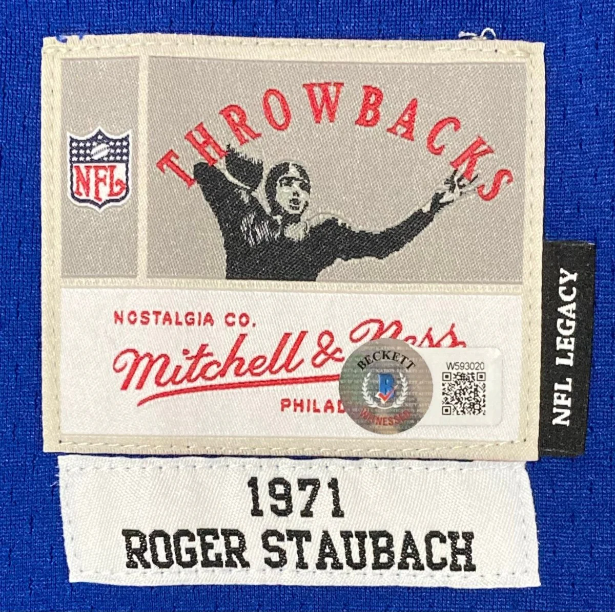 Roger Staubach Signed Dallas Cowboys Mitchell & Ness NFL Legacy Jersey BAS ITP - Image 4