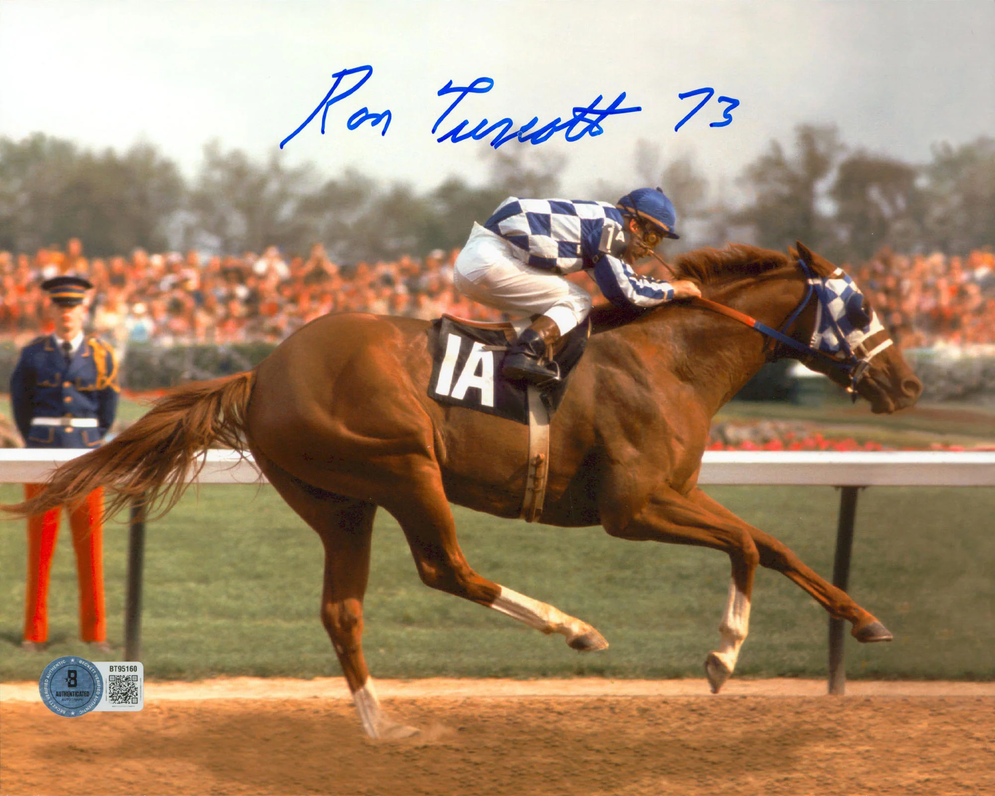 Ron Turcotte "73" Authentic Signed 8x10 Horizontal Secretariat Photo BAS 1 - Image 2