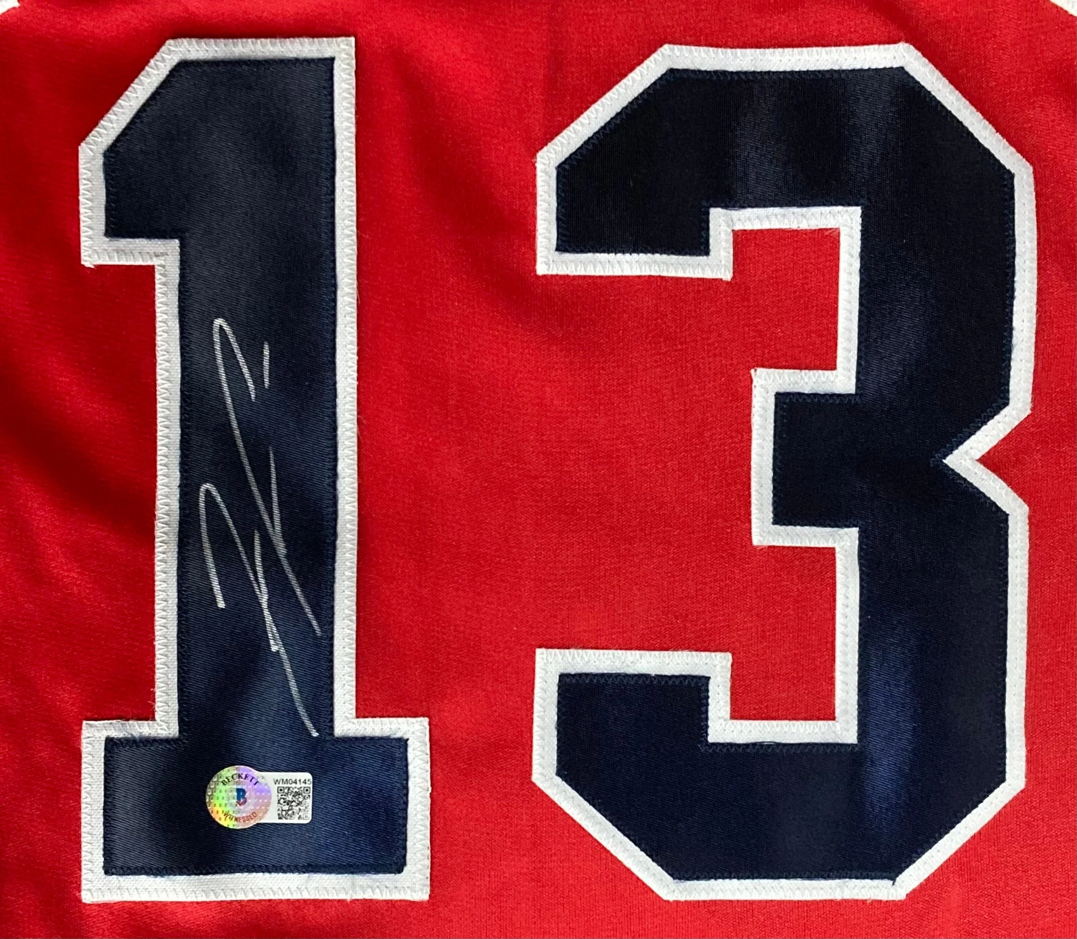 Ronald Acuna Jr Signed Custom Red Pro-Style Baseball Jersey BAS ITP - Image 2