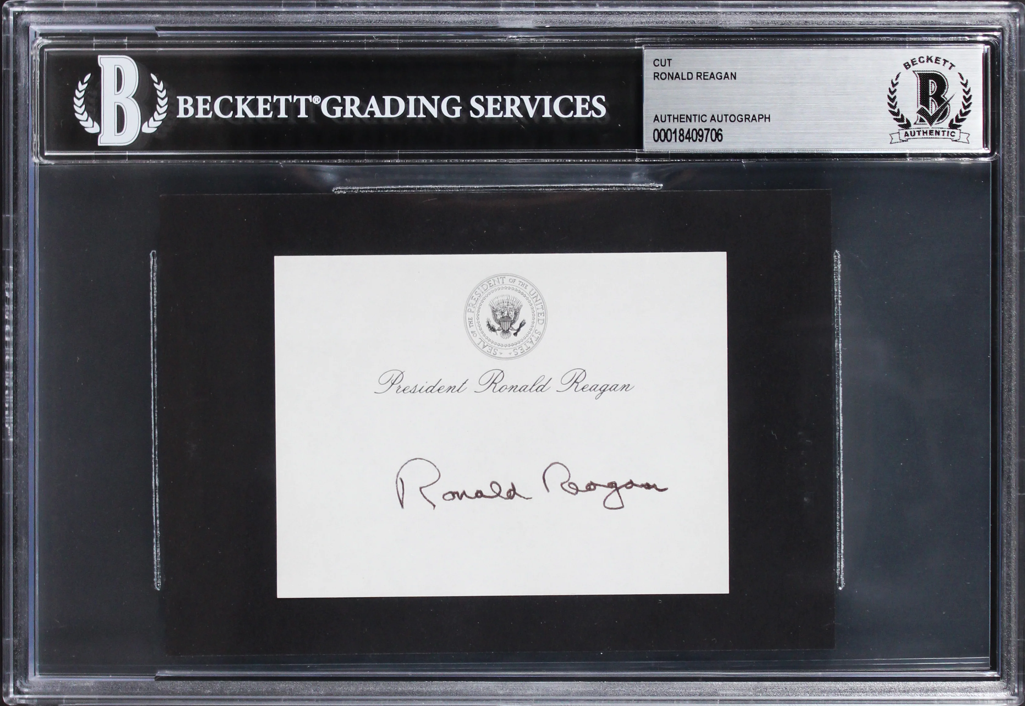 Ronald Reagan Authentic Signed 3x4 Cut Signature Autographed BAS Slabbed - Image 2