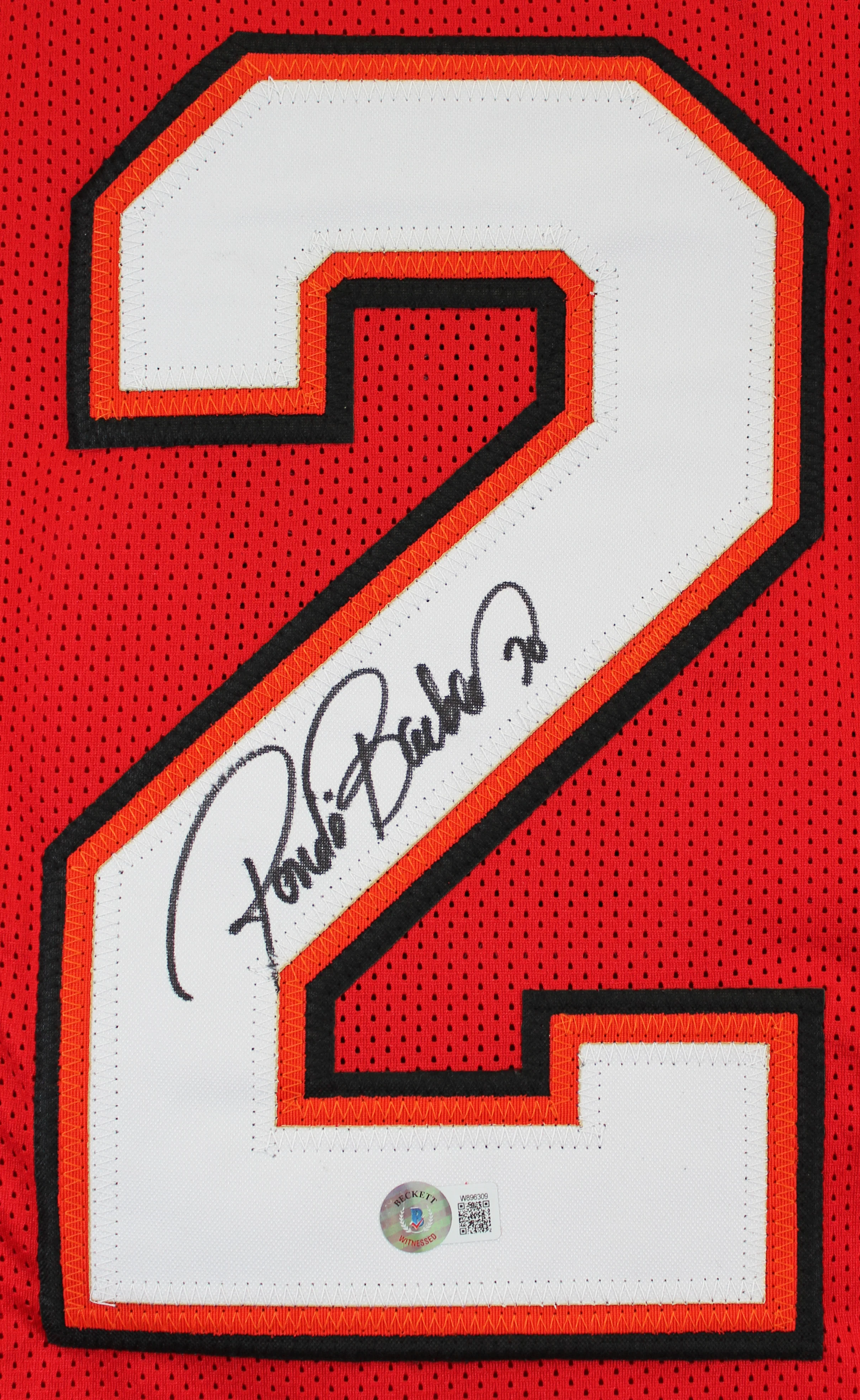Ronde Barber Authentic Signed Alternate Red Pro Style Framed Jersey BAS Witness - Image 3