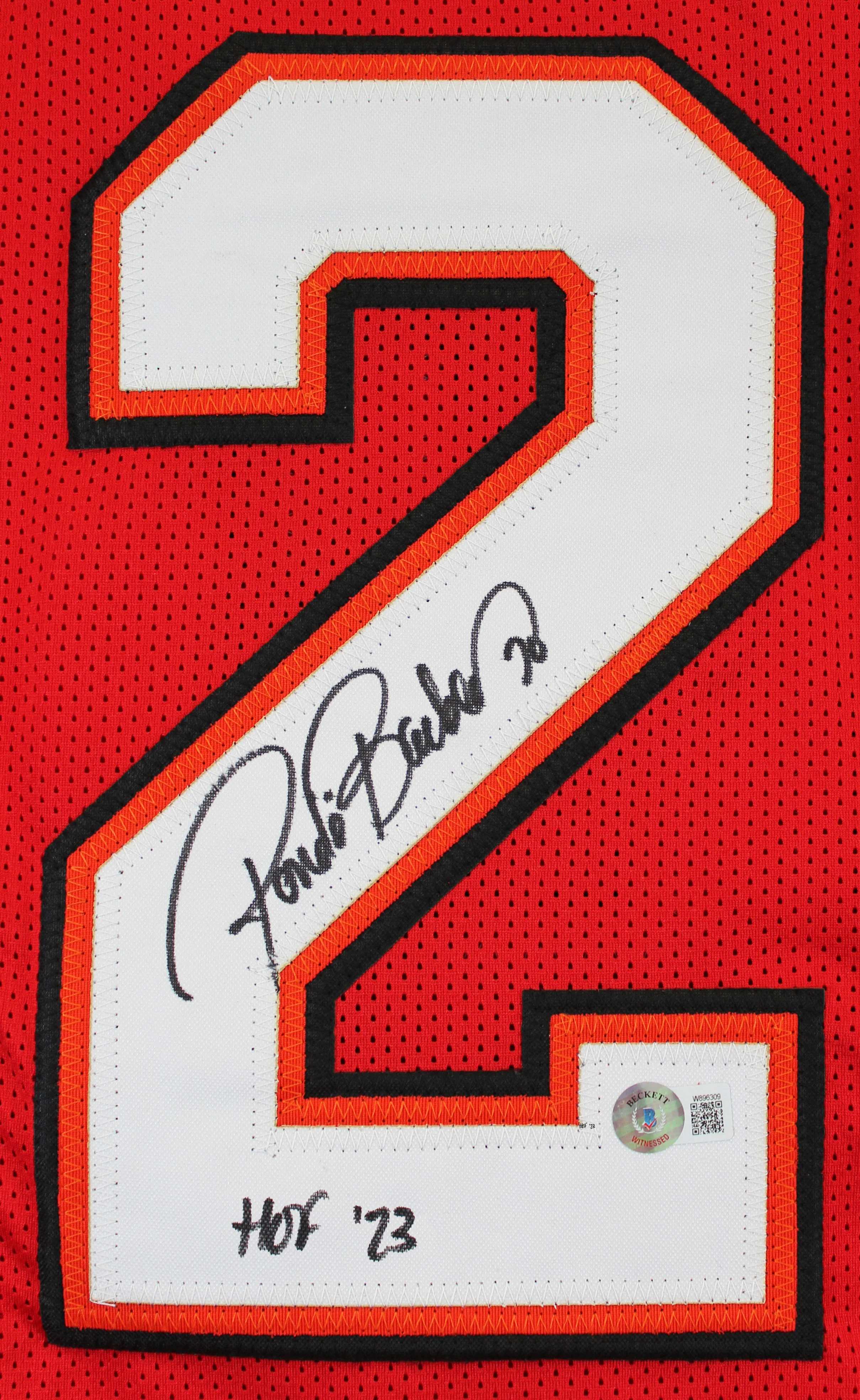 Ronde Barber "HOF 23" Authentic Signed Red Pro Style Jersey BAS Witnessed 2 - Image 3