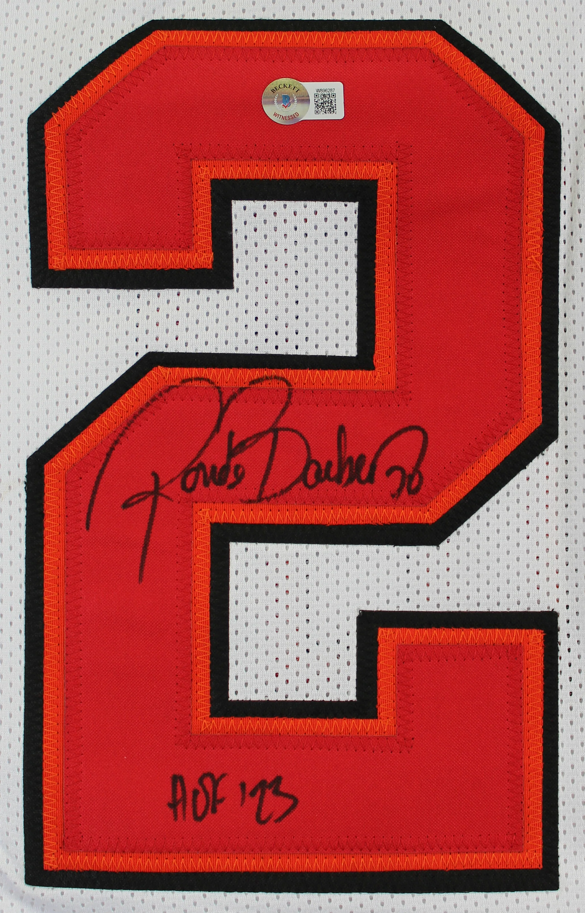 Ronde Barber "HOF 23" Authentic Signed White Pro Style Framed Jersey BAS Witness - Image 3