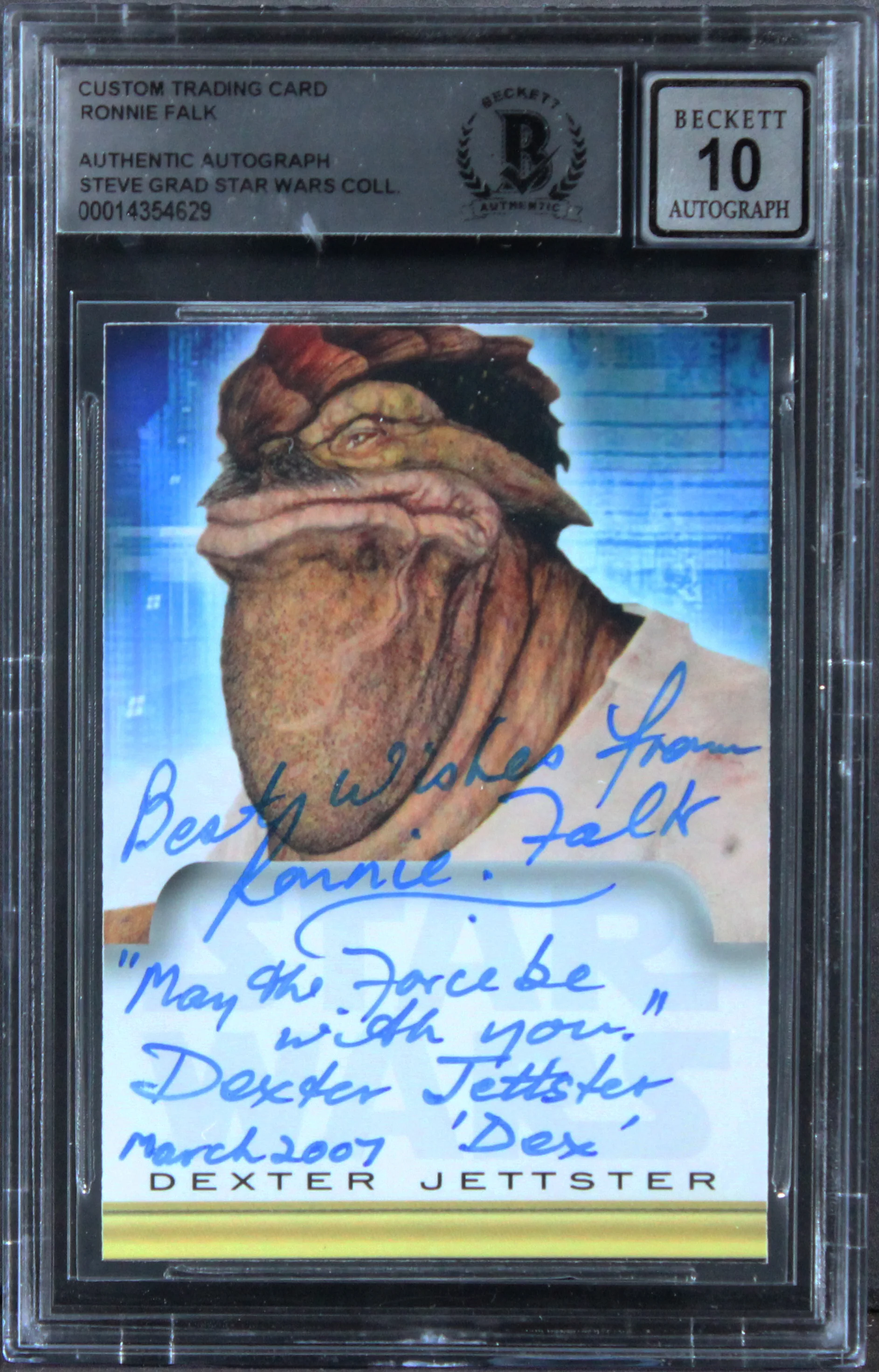 Ronnie Faulk Star Wars W/ Insc Signed Custom Trading Card Auto 10! BAS Slabbed 1 - Image 2