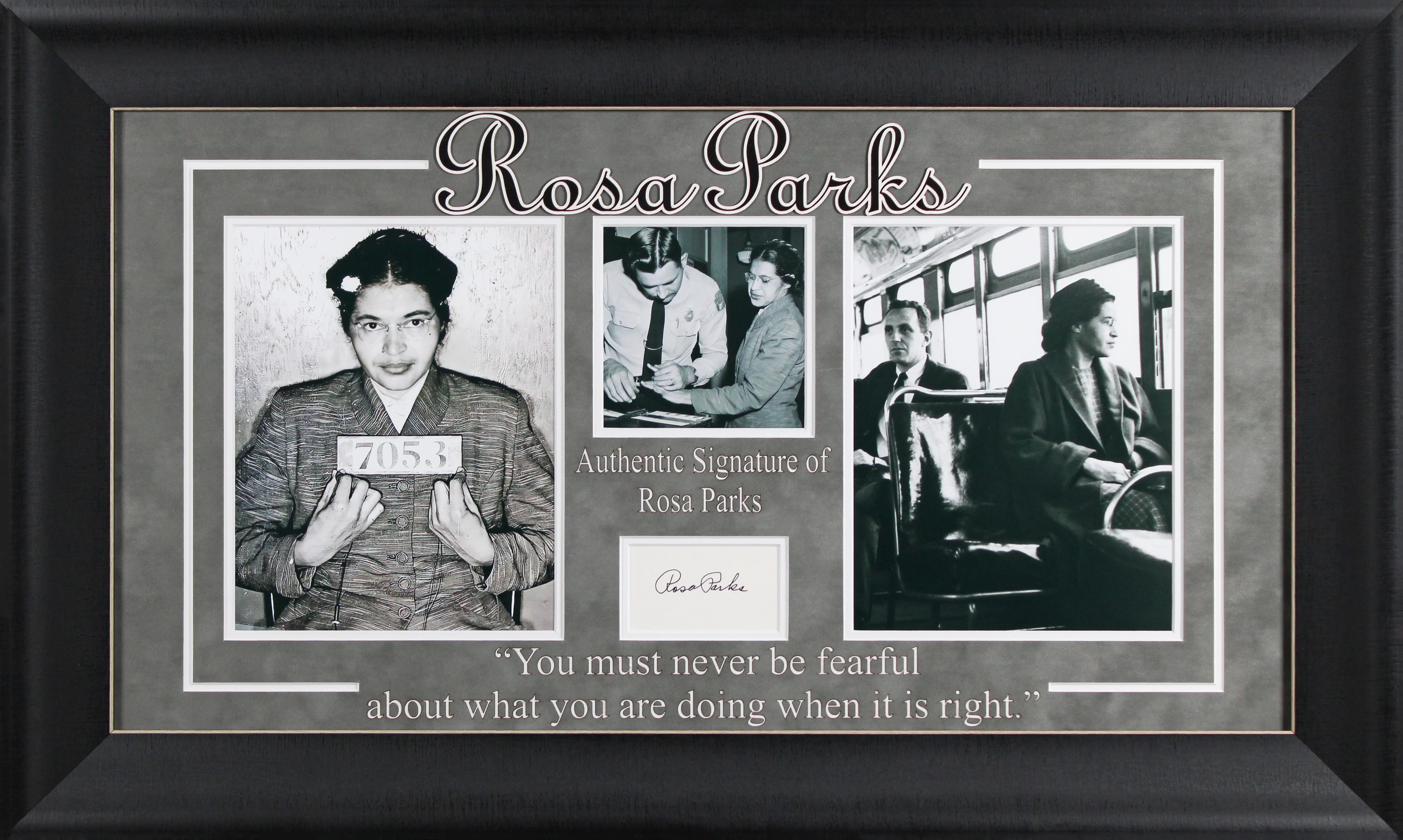 Rosa Parks Civil Rights Activist Authentic Signed Framed Display BAS LOA - Image 2