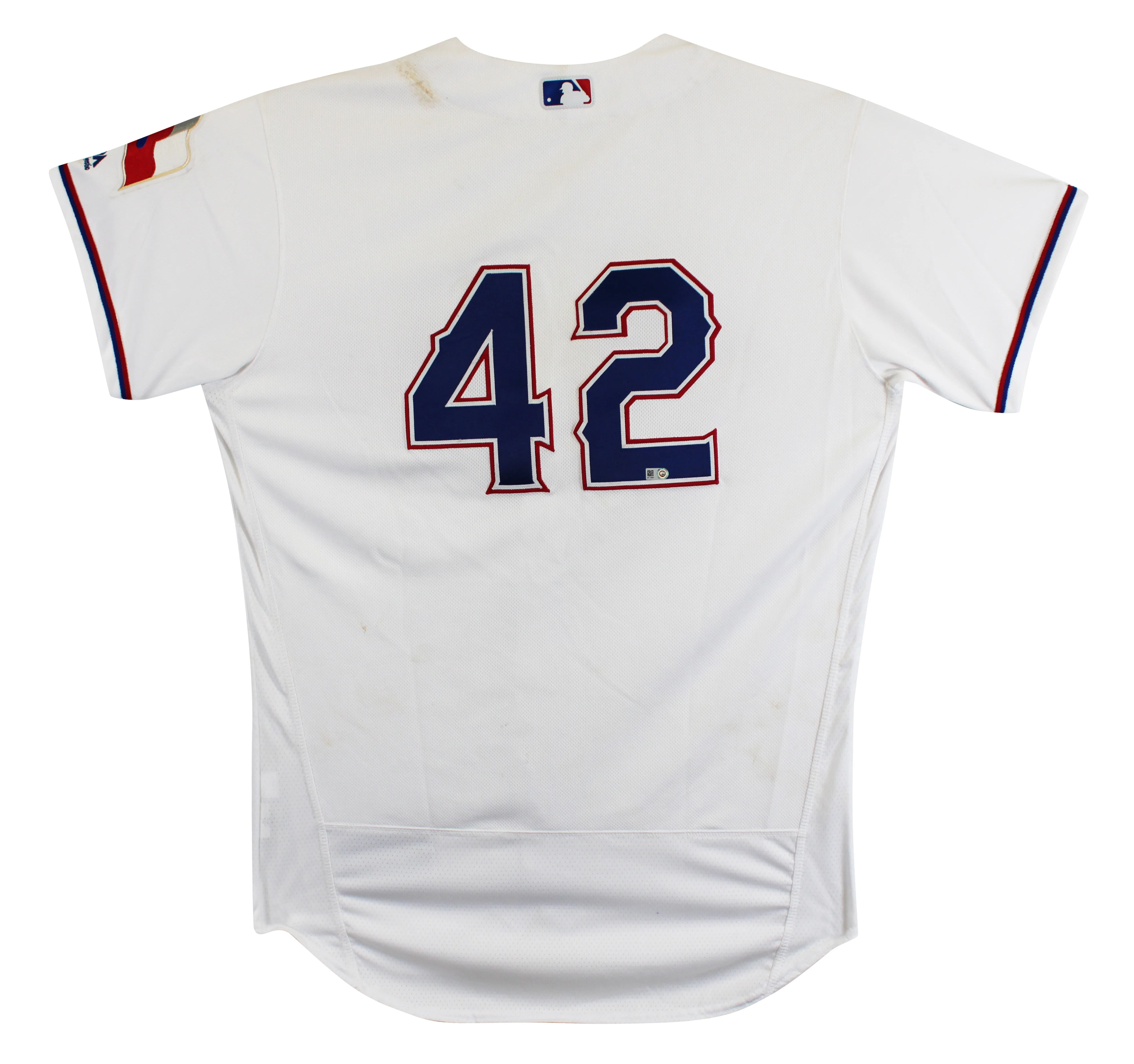 Rougned Odor Game Used Jackie Robinson Day White Majestic Flexbase Jersey MLB - Image 3