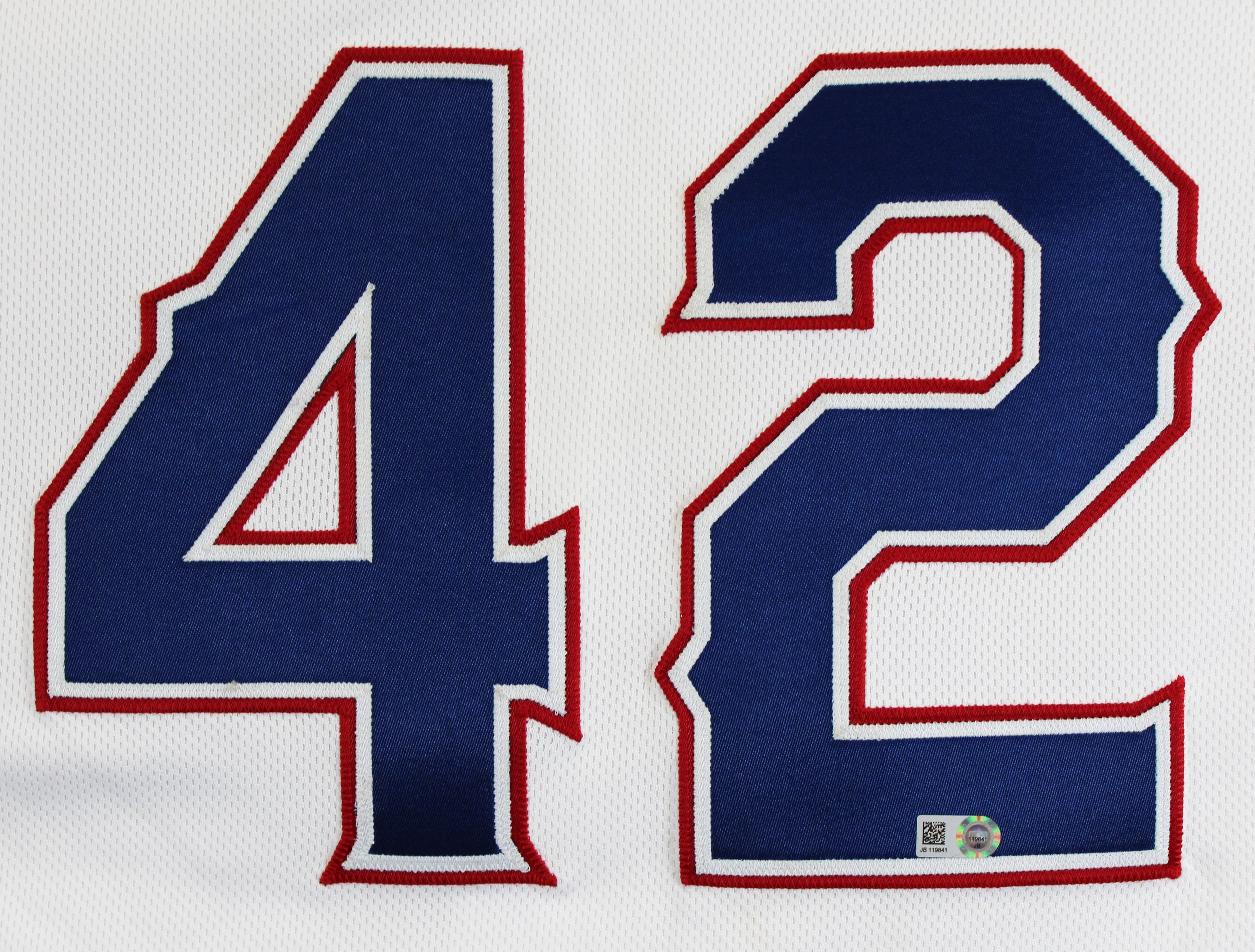 Rougned Odor Game Used Jackie Robinson Day White Majestic Flexbase Jersey MLB - Image 4