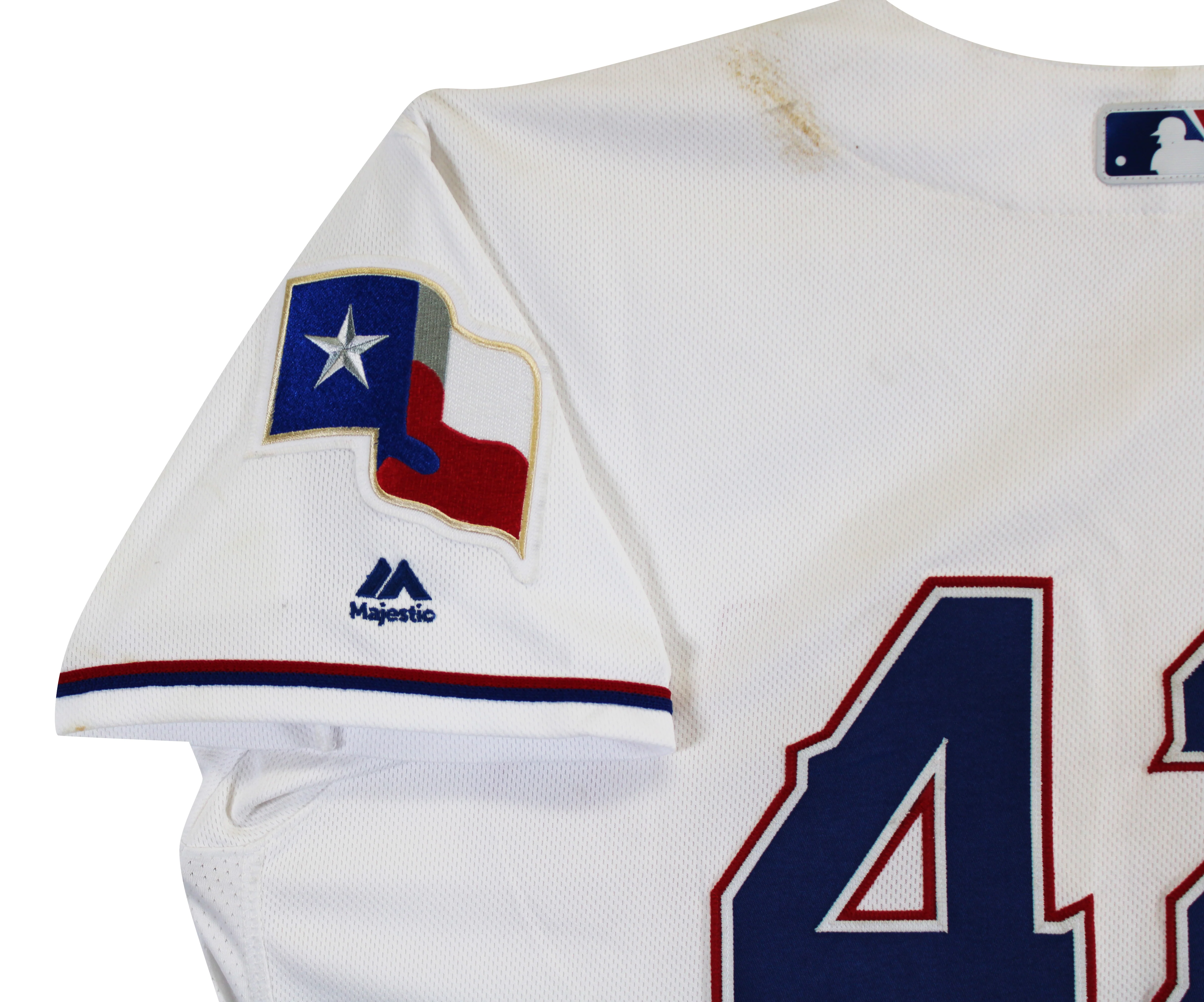 Rougned Odor Game Used Jackie Robinson Day White Majestic Flexbase Jersey MLB - Image 7