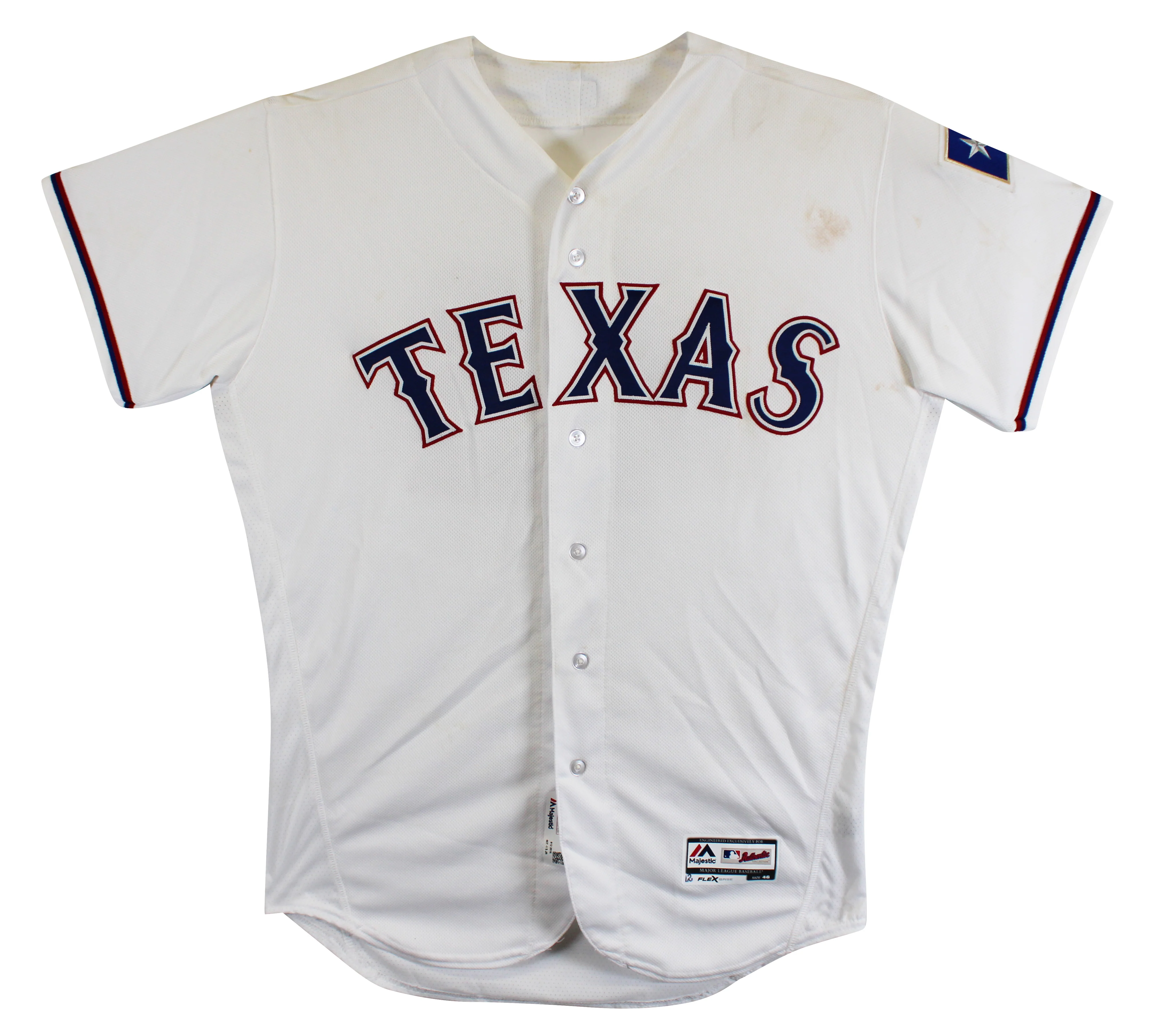 Rougned Odor Game Used Jackie Robinson Day White Majestic Flexbase Jersey MLB - Image 8