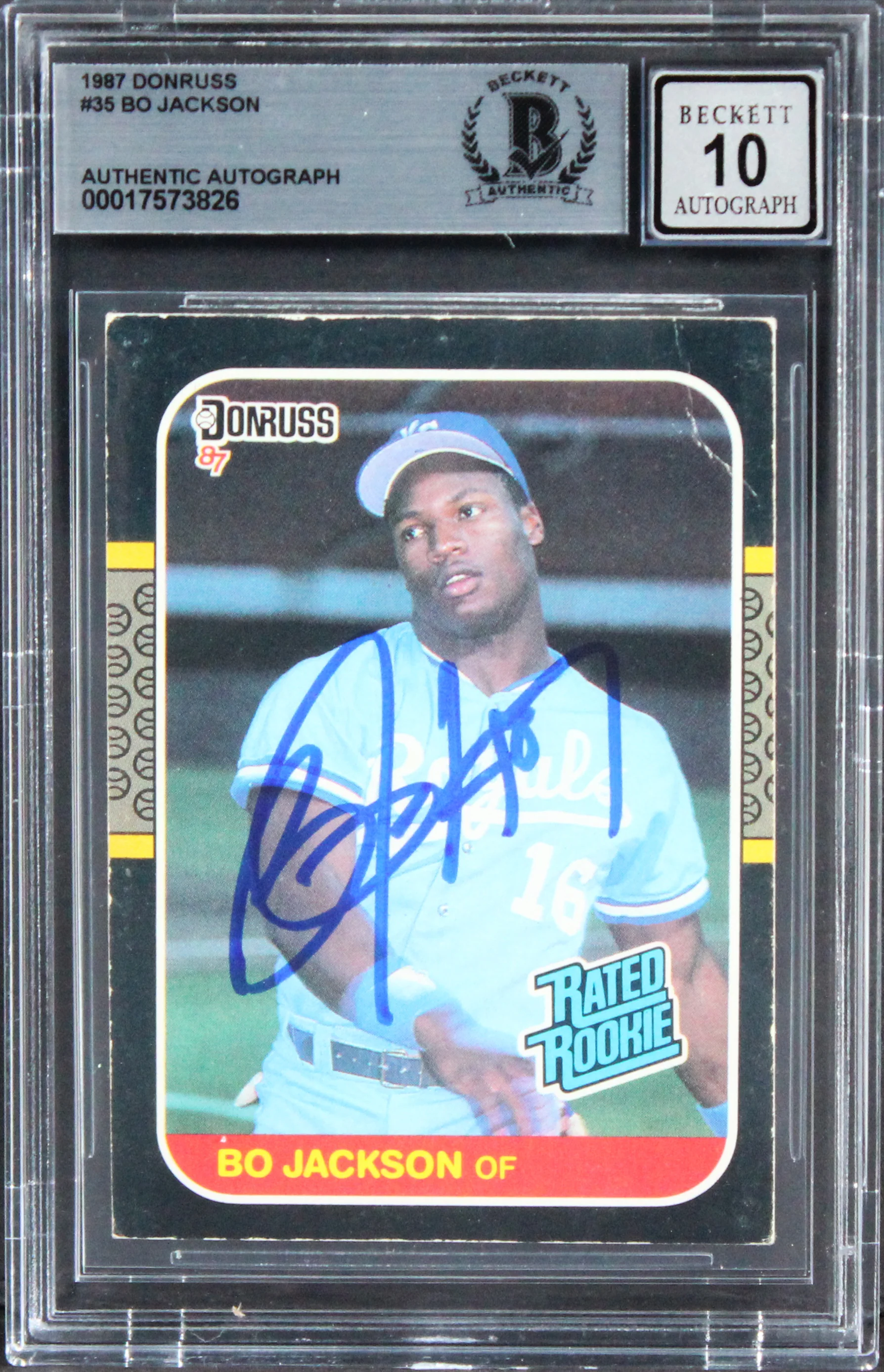 Royals Bo Jackson Authentic Signed 1987 Donruss #35 Card Auto 10! BAS Slabbed - Image 2