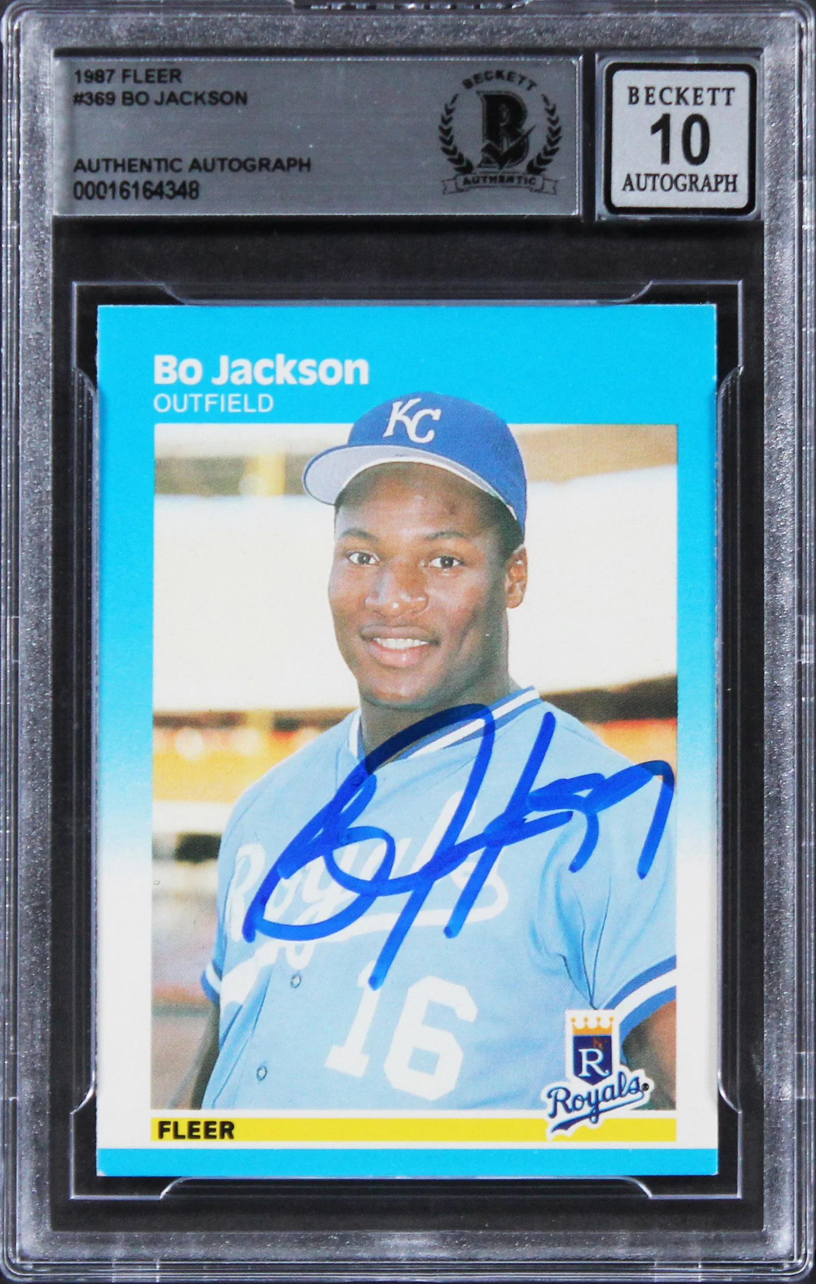 Royals Bo Jackson Authentic Signed 1987 Fleer #369 Card Auto 10! BAS Slabbed - Image 2