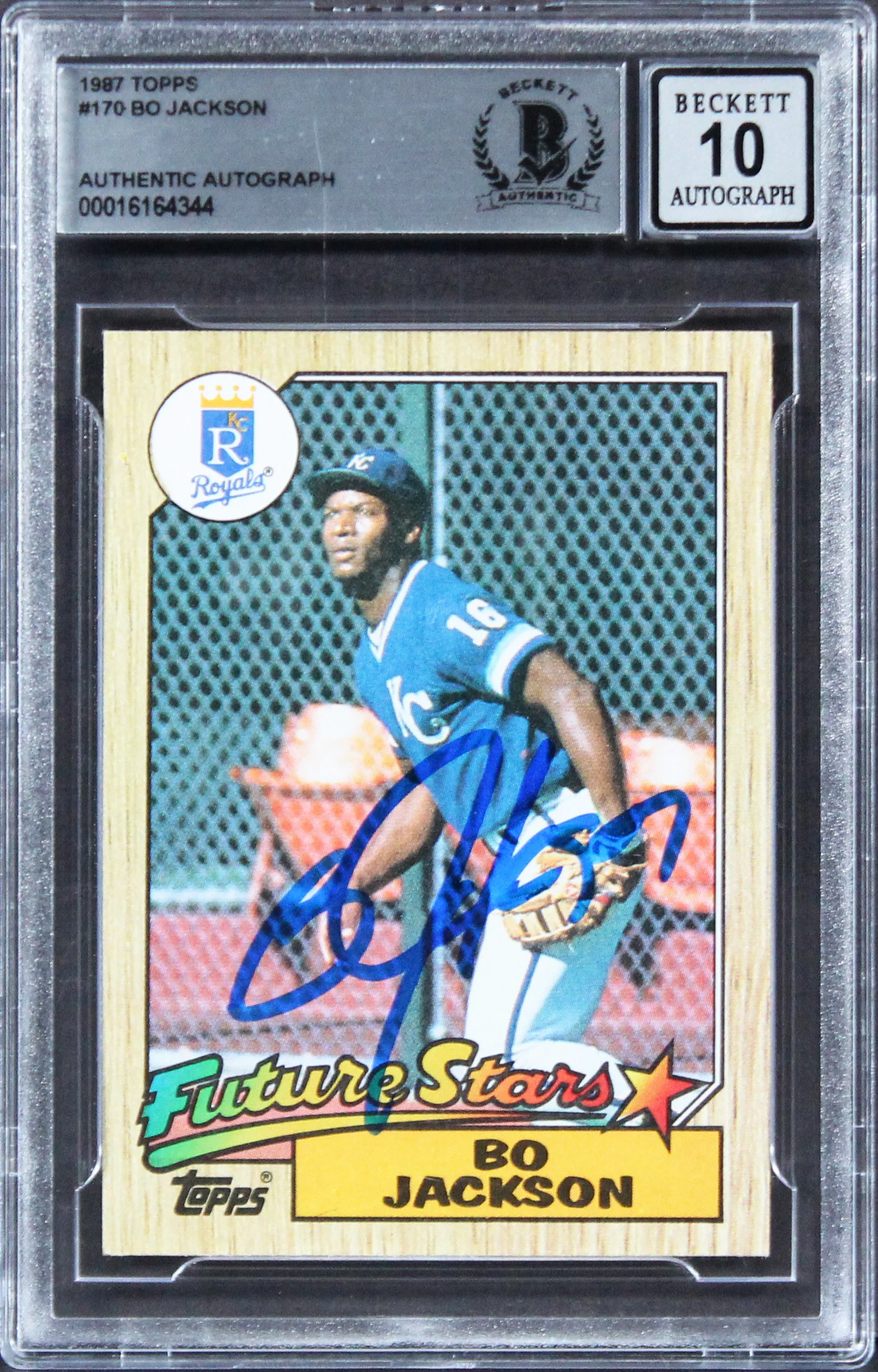 Royals Bo Jackson Authentic Signed 1987 Topps #170 Card Auto 10! BAS Slabbed - Image 2