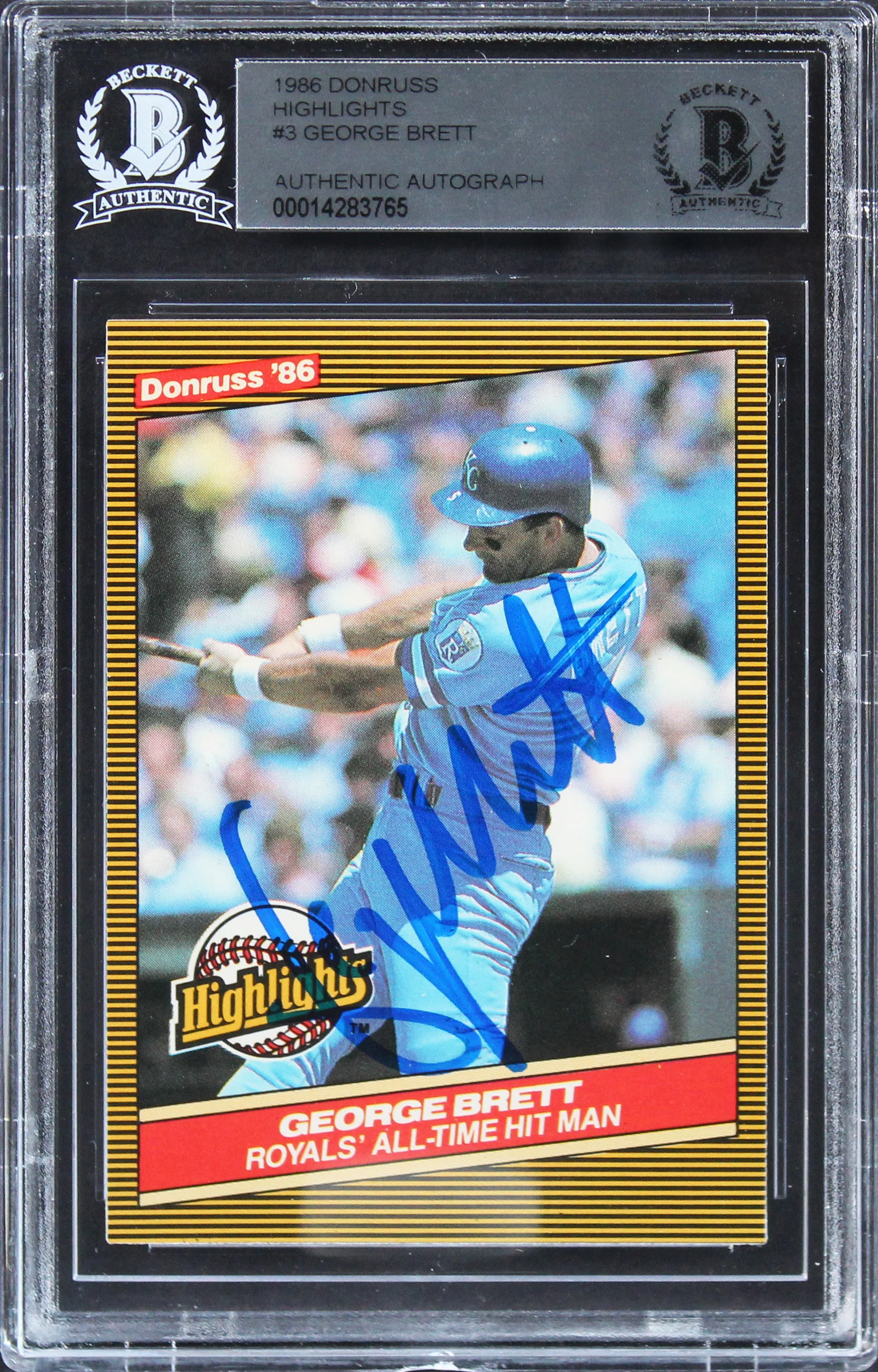 Royals George Brett Authentic Signed 1986 Donruss Highlights #3 Card BAS Slab - Image 2