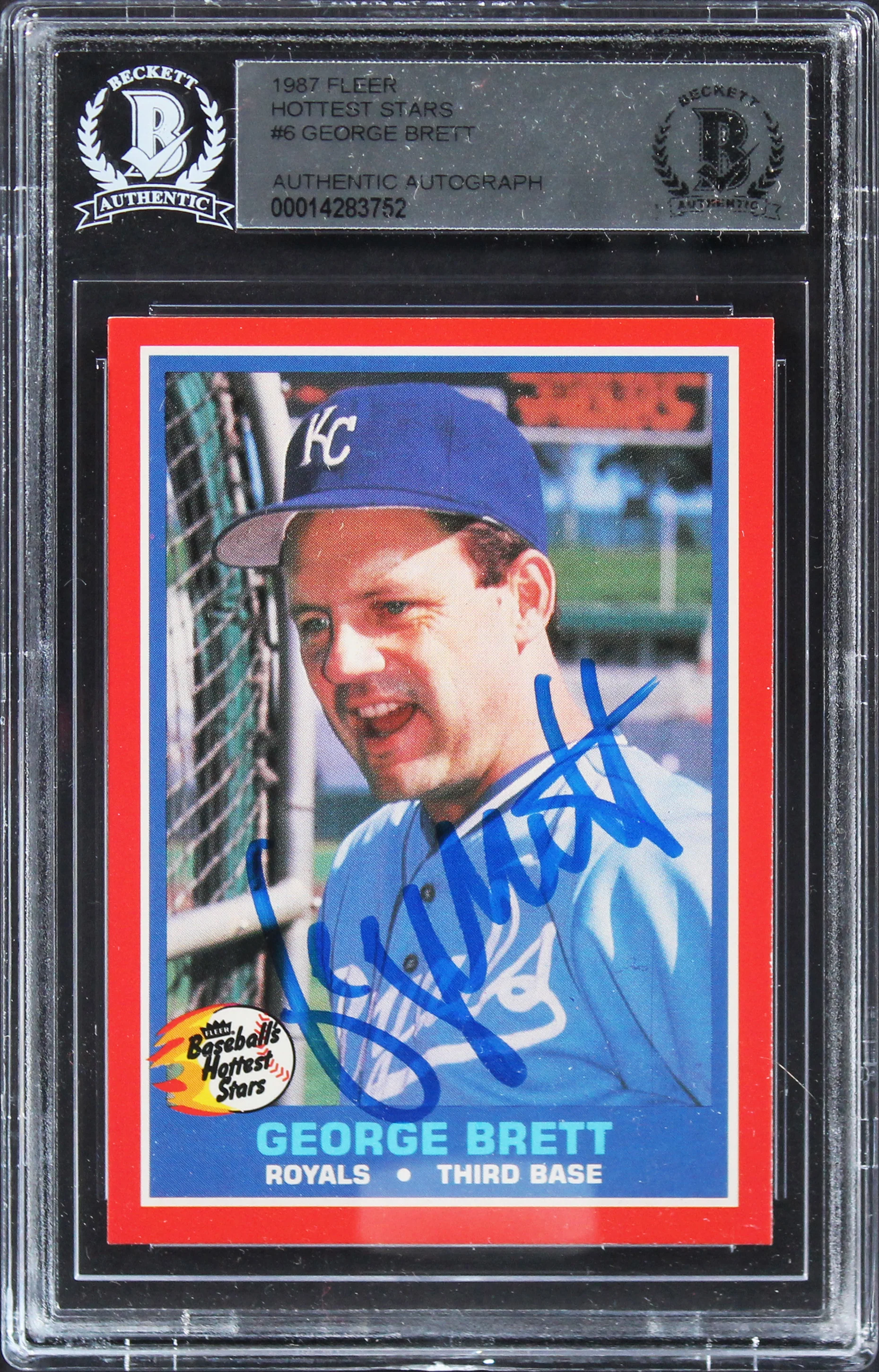 Royals George Brett Authentic Signed 1987 Fleer Hottest Stars #6 Card BAS Slab - Image 2