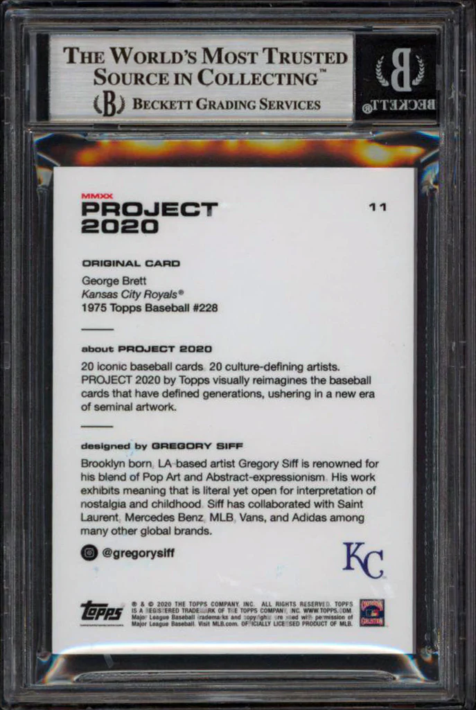 Royals George Brett Authentic Signed 2020 Topps Project 2020 #11 Card BAS Slab - Image 3