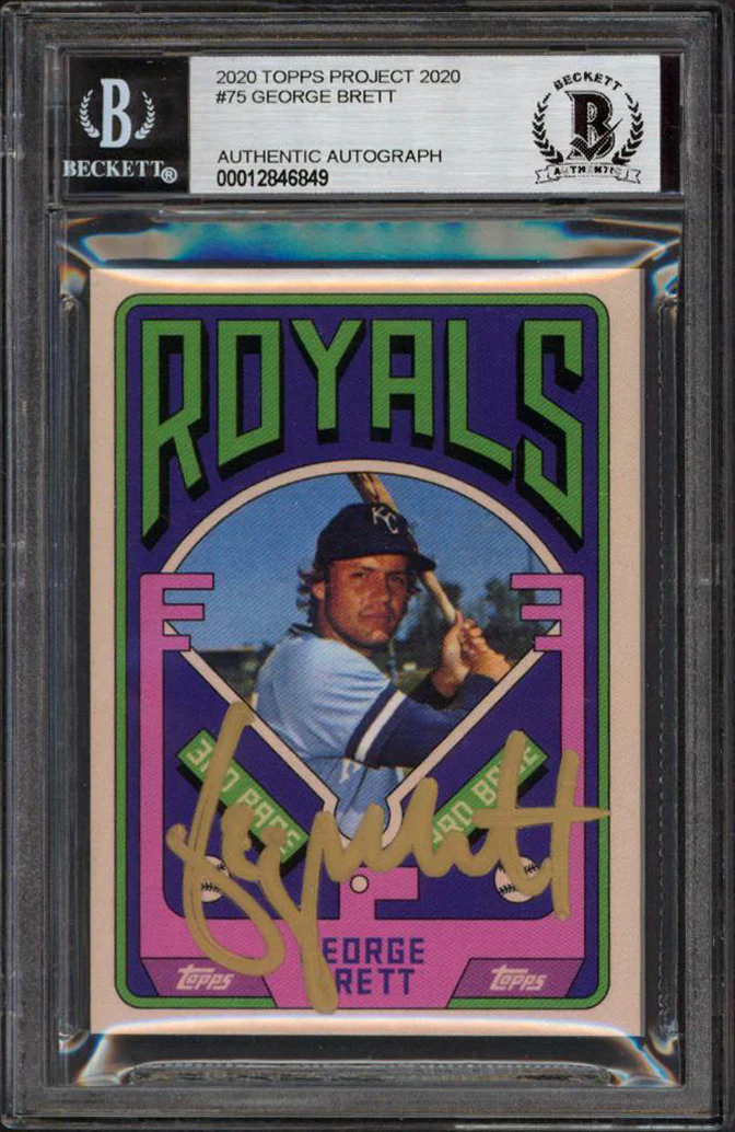 Royals George Brett Authentic Signed 2020 Topps Project 2020 #75 Card BAS Slab - Image 2