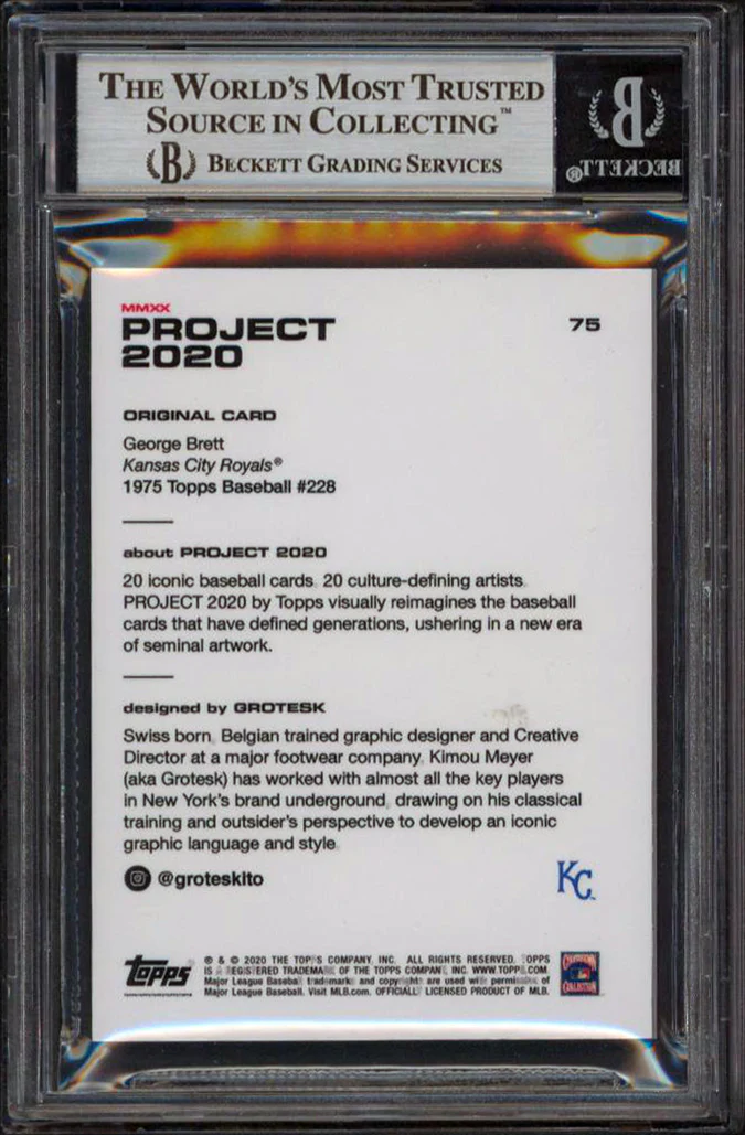 Royals George Brett Authentic Signed 2020 Topps Project 2020 #75 Card BAS Slab - Image 3