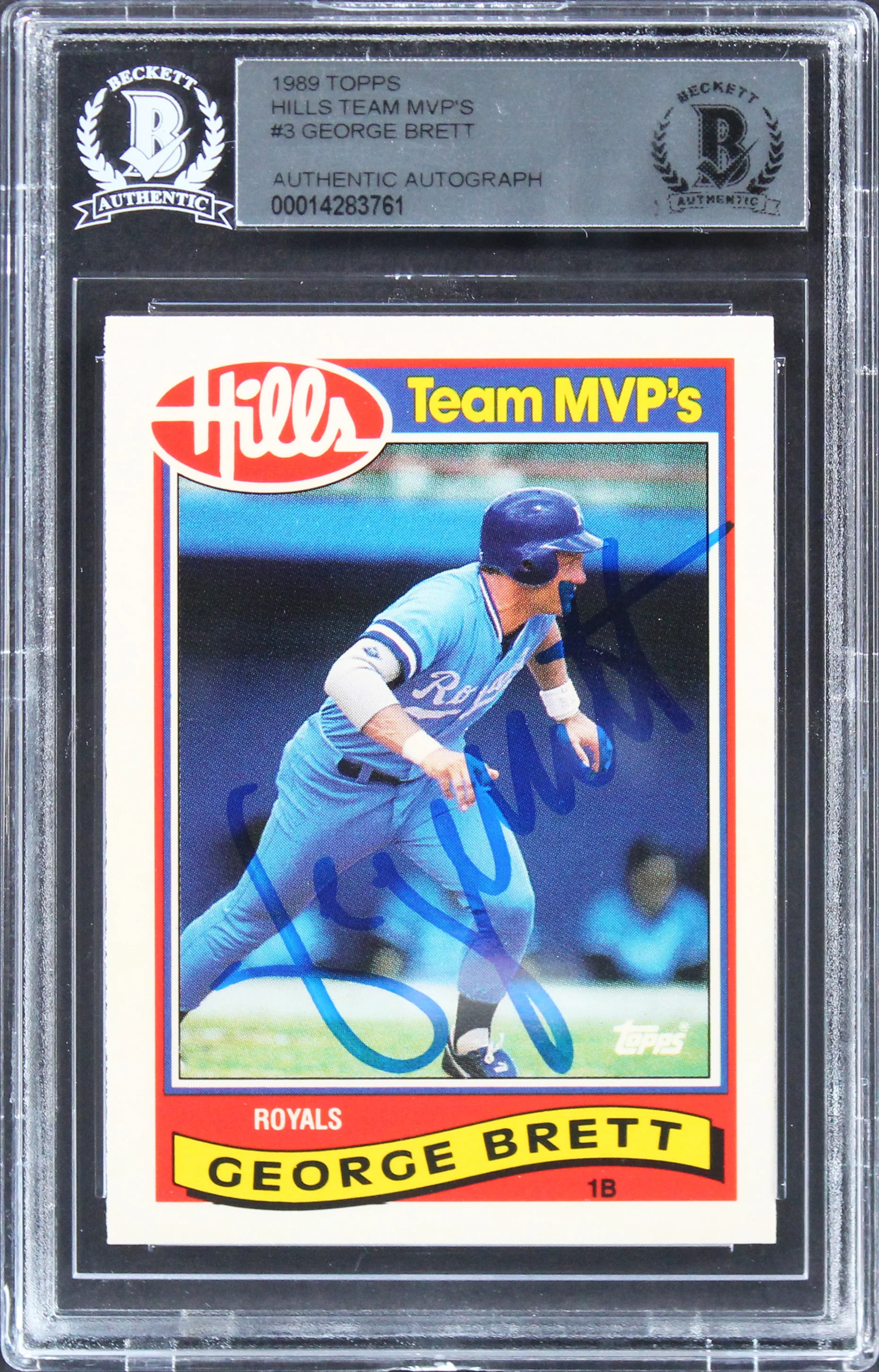 Royals George Brett Signed 1989 Topps Hills Team MVP'S #3 Card BAS Slabbed - Image 2