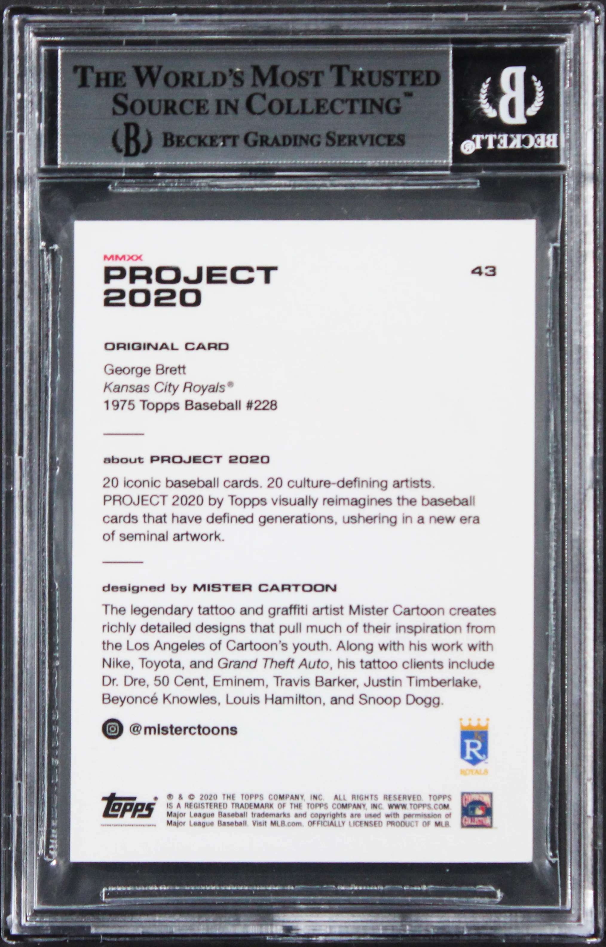 Royals George Brett Signed 2020 Topps Project 2020 #43 Card BAS Slabbed - Image 3