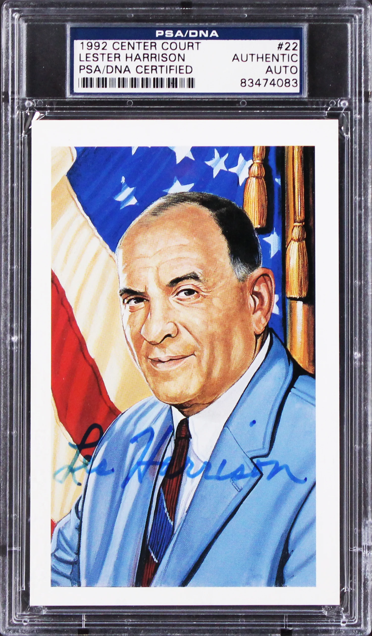 Royals Lester Harrison Signed 3.5x5.5 1992 Center Court #22 Postcard PSA Slabbed - Image 2