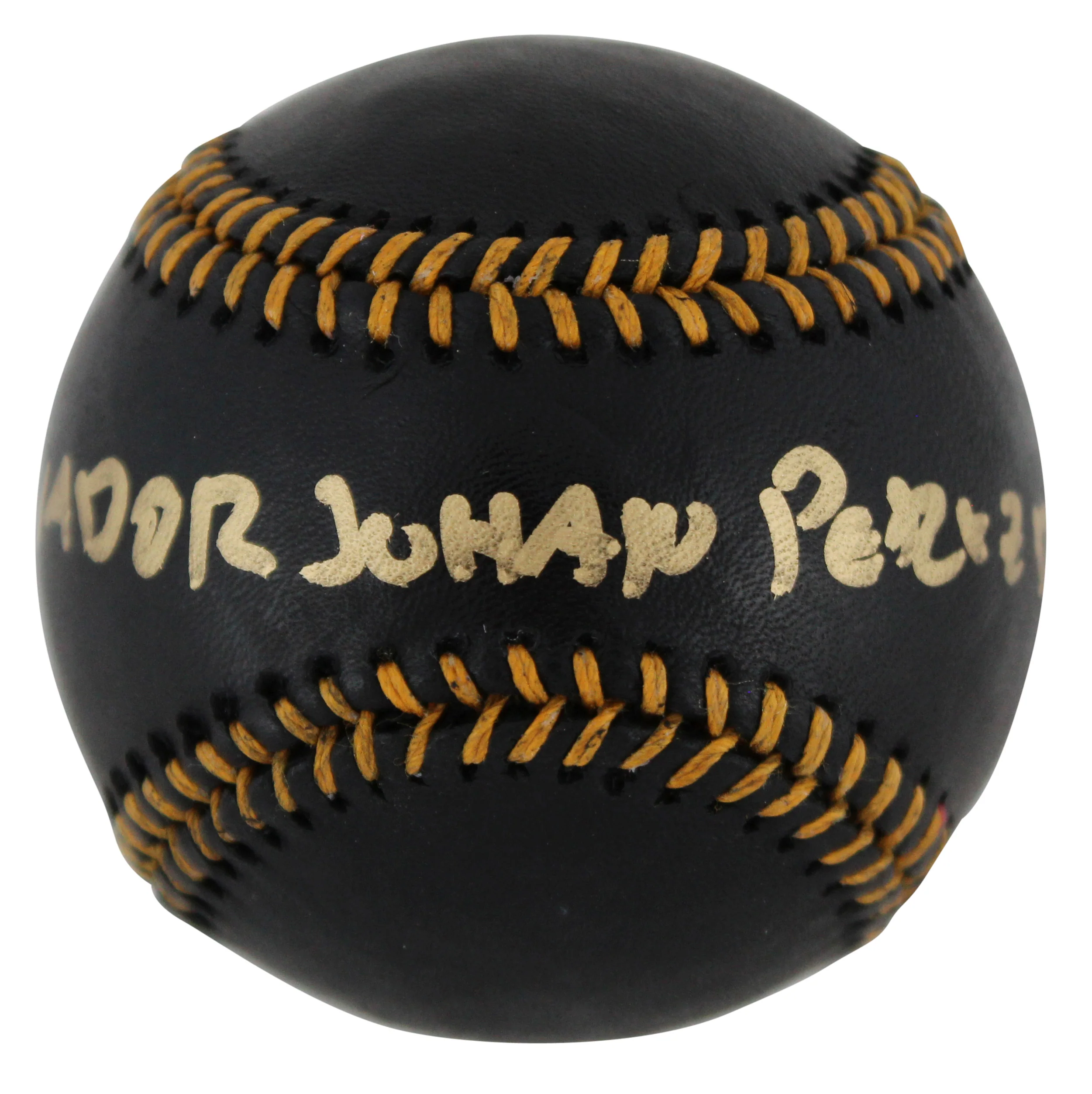 Royals Salvador Johan Perez Diaz Full Name Signed Black Oml Baseball w/ Case BAS - Image 5