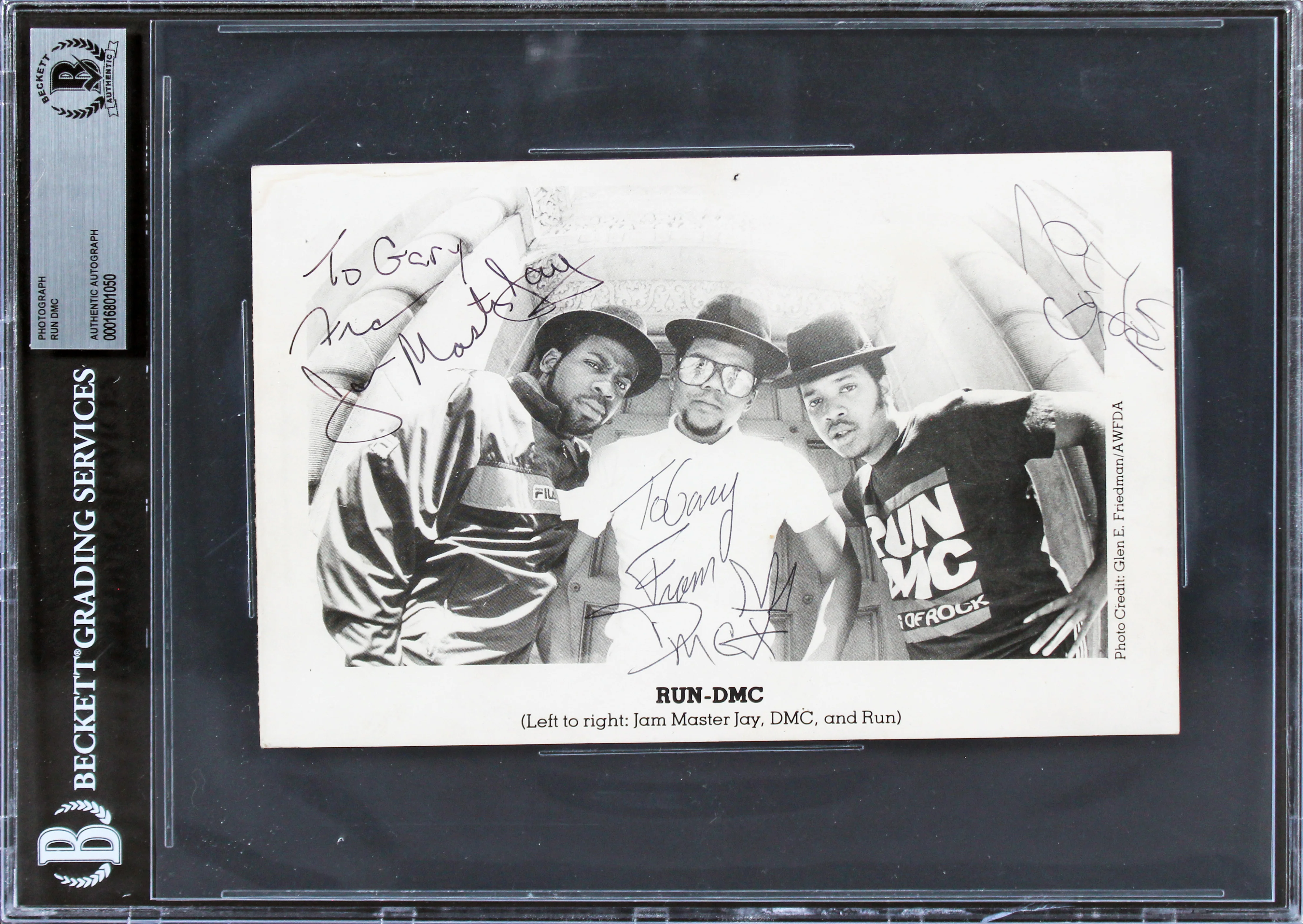 Run DMC (3) Jam Master Jay, DMC & Run Authentic Signed 5.5x8.5 Photo BAS Slabbed - Image 2