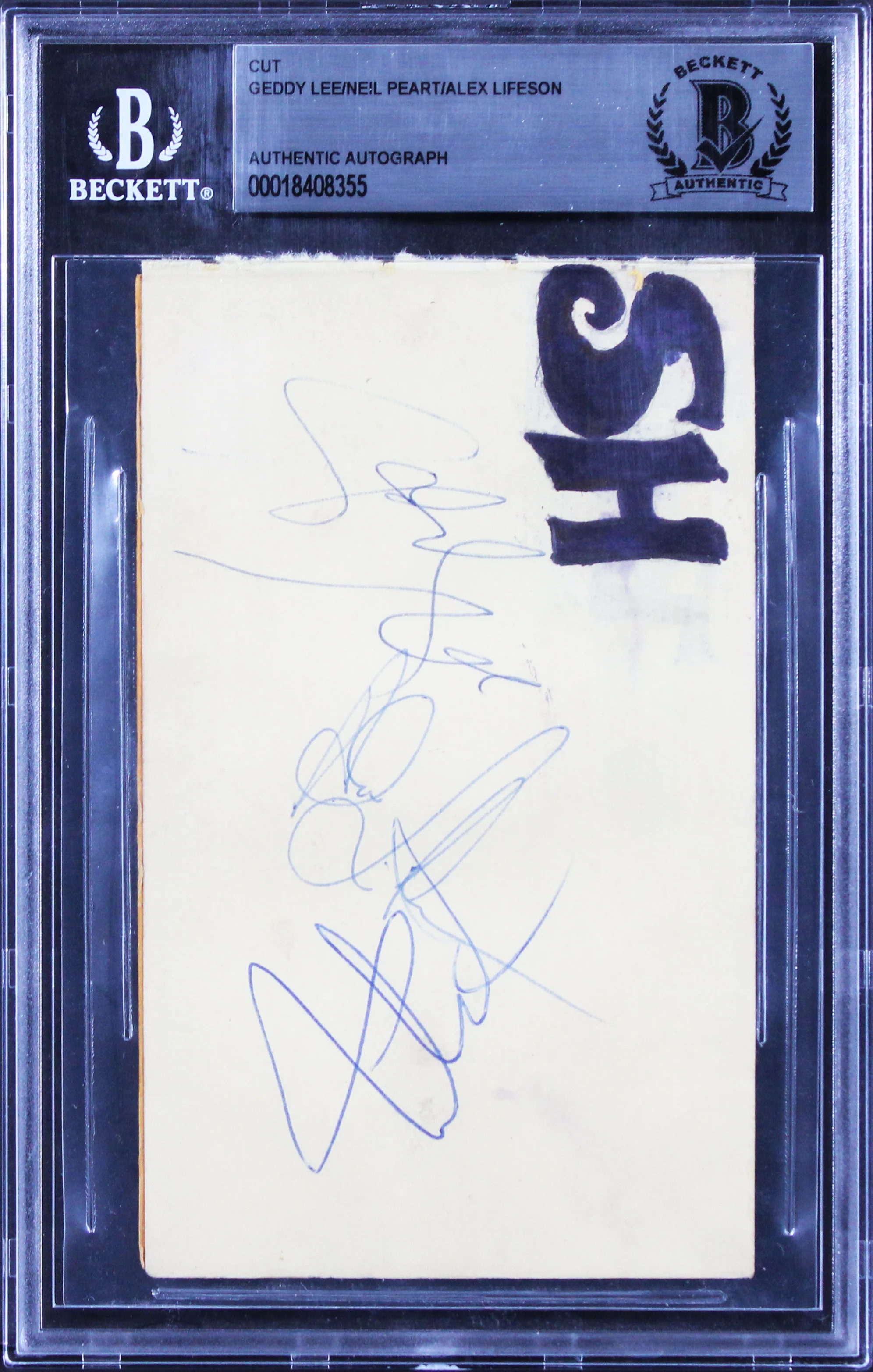 Rush (3) Lee, Peart & Lifeson Signed 3.25x5.25 Cut Signature BAS Slabbed - Image 2