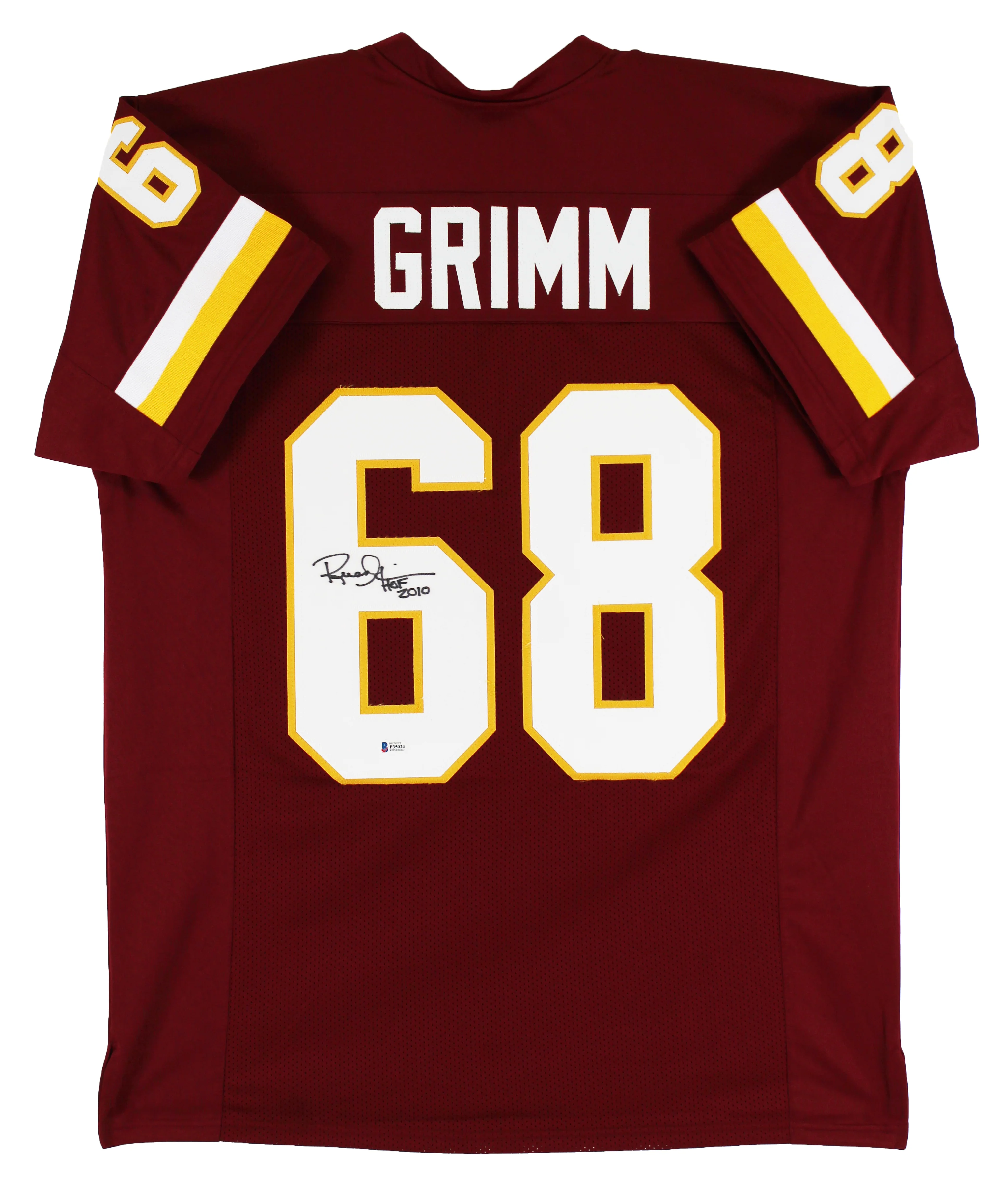 Russ Grimm "HOF 2010" Authentic Signed Maroon Pro Style Jersey BAS Witnessed - Image 2