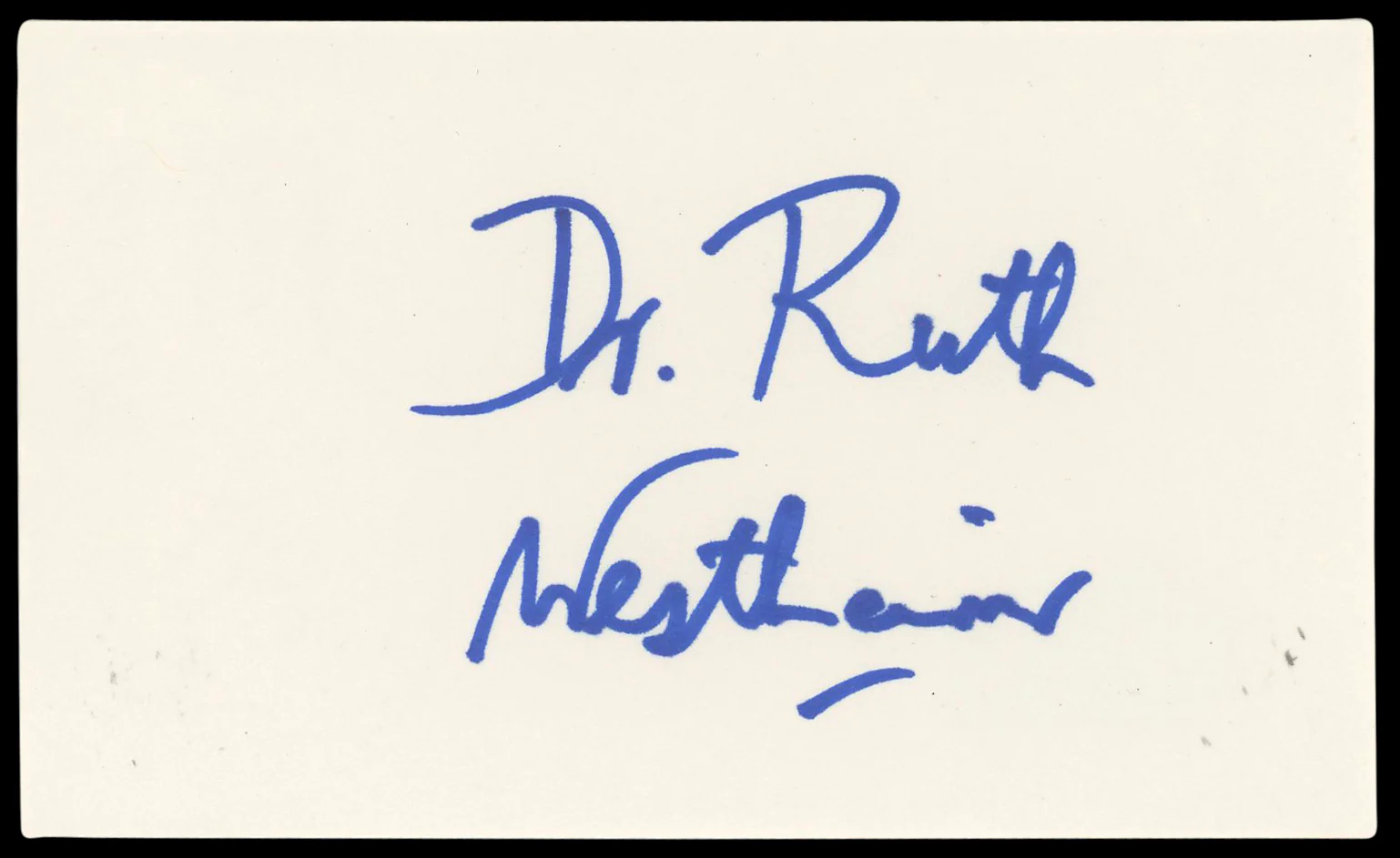Ruth Westheimer TV Personality Signed 3x5 Index Card Autographed BAS #BN89161 - Image 2
